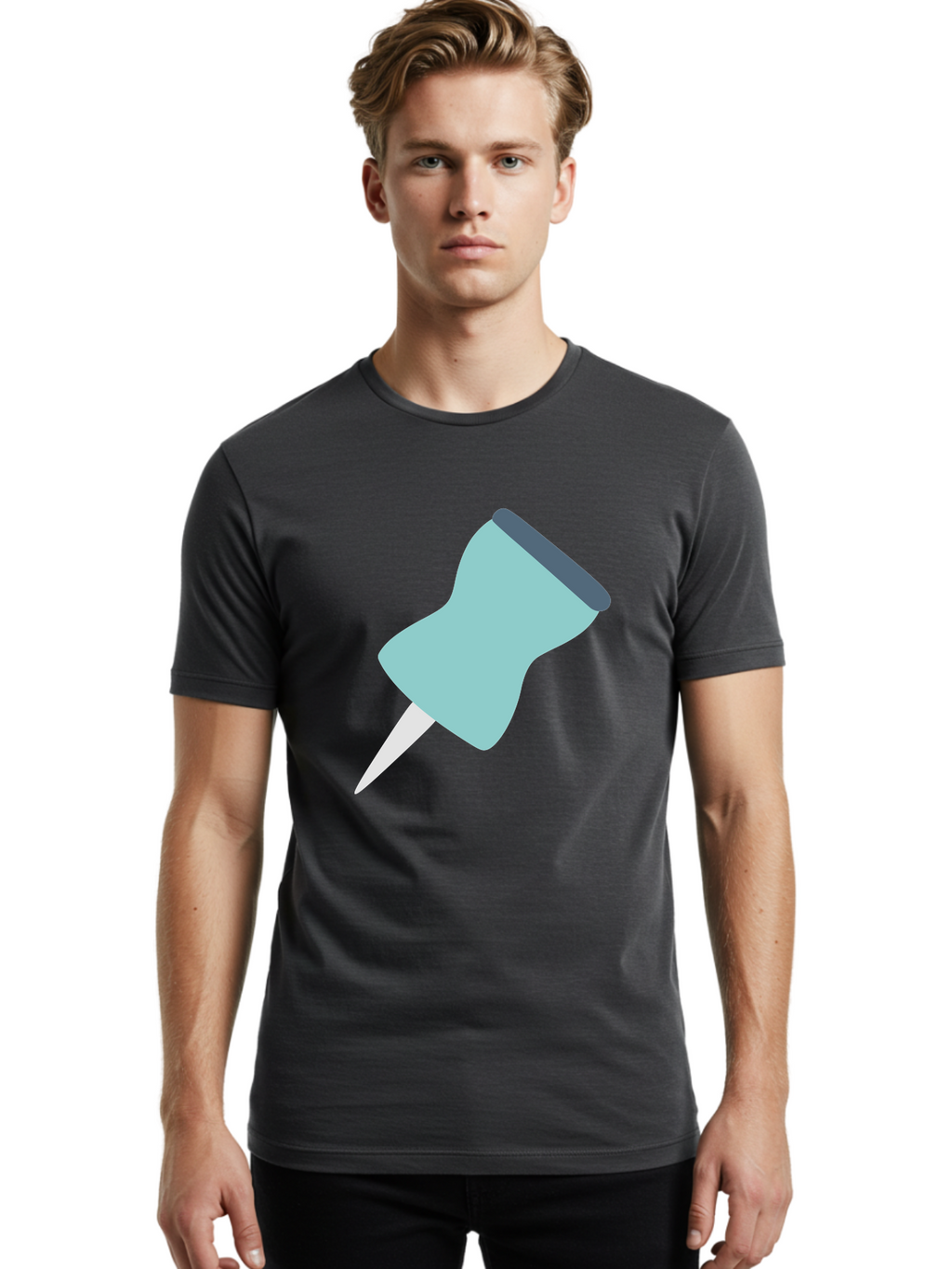 Thumbtack Men'S Graphic Tee, 100% Cotton, Comfortable Casual Summer Wear, Machine Washable, Thumbtack, Office Supplies, Stationary, Office Organization, Desk Accessories, Push Pin, Colorful Design, Modern Illustration Aac128