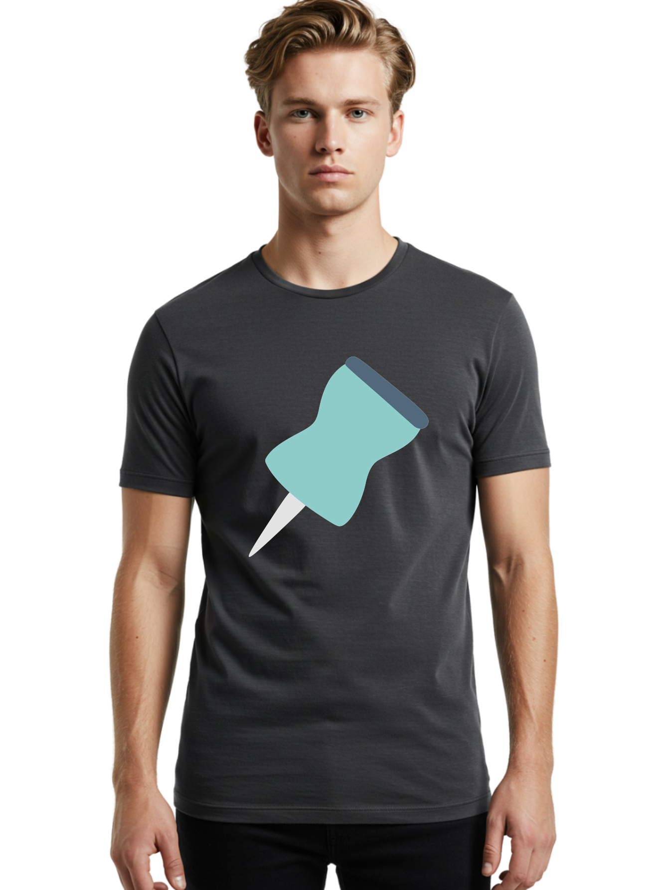Thumbtack Men'S Graphic Tee, 100% Cotton, Comfortable Casual Summer Wear, Machine Washable, Thumbtack, Office Supplies, Stationary, Office Organization, Desk Accessories, Push Pin, Colorful Design, Modern Illustration Aac128