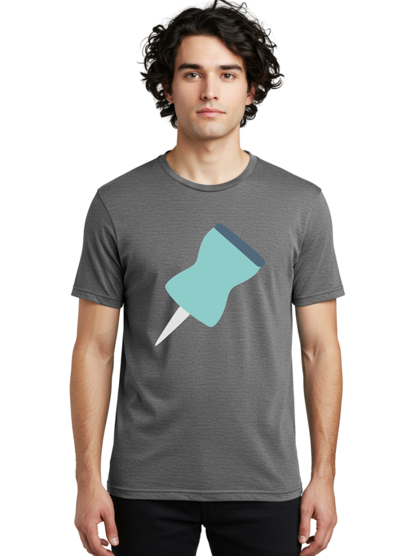 Thumbtack Men'S Graphic Tee, 100% Cotton, Comfortable Casual Summer Wear, Machine Washable, Thumbtack, Office Supplies, Stationary, Office Organization, Desk Accessories, Push Pin, Colorful Design, Modern Illustration Aac128