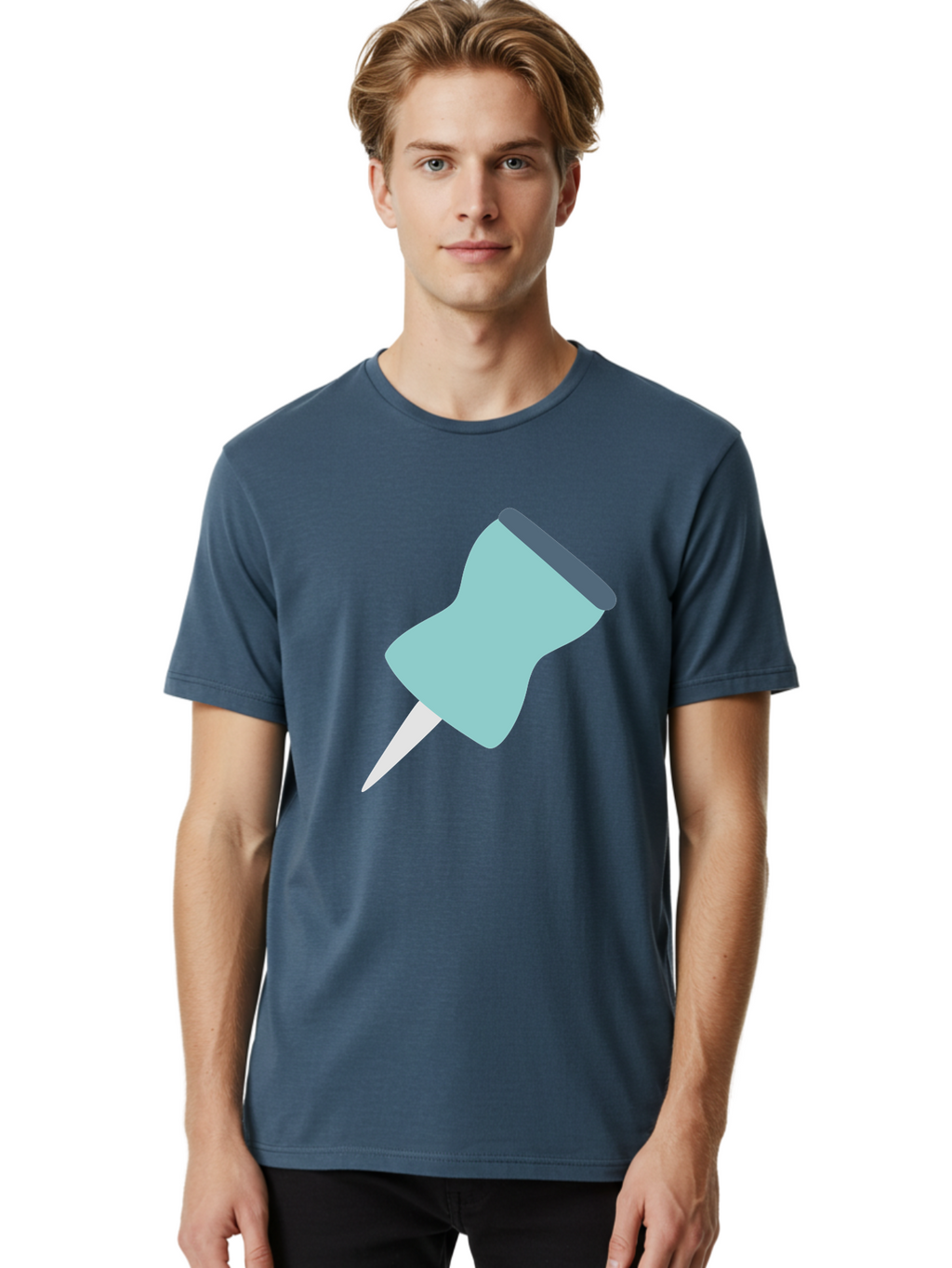 Thumbtack Men'S Graphic Tee, 100% Cotton, Comfortable Casual Summer Wear, Machine Washable, Thumbtack, Office Supplies, Stationary, Office Organization, Desk Accessories, Push Pin, Colorful Design, Modern Illustration Aac128