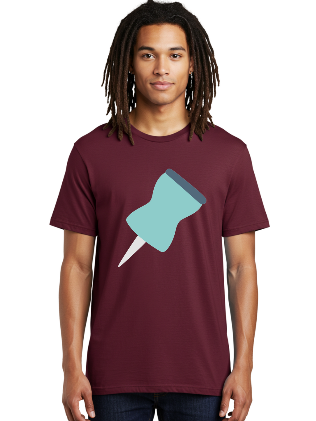 Thumbtack Men'S Graphic Tee, 100% Cotton, Comfortable Casual Summer Wear, Machine Washable, Thumbtack, Office Supplies, Stationary, Office Organization, Desk Accessories, Push Pin, Colorful Design, Modern Illustration Aac128