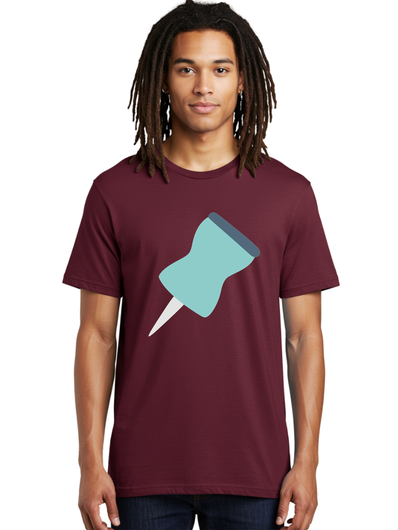 Thumbtack Men'S Graphic Tee, 100% Cotton, Comfortable Casual Summer Wear, Machine Washable, Thumbtack, Office Supplies, Stationary, Office Organization, Desk Accessories, Push Pin, Colorful Design, Modern Illustration Aac128
