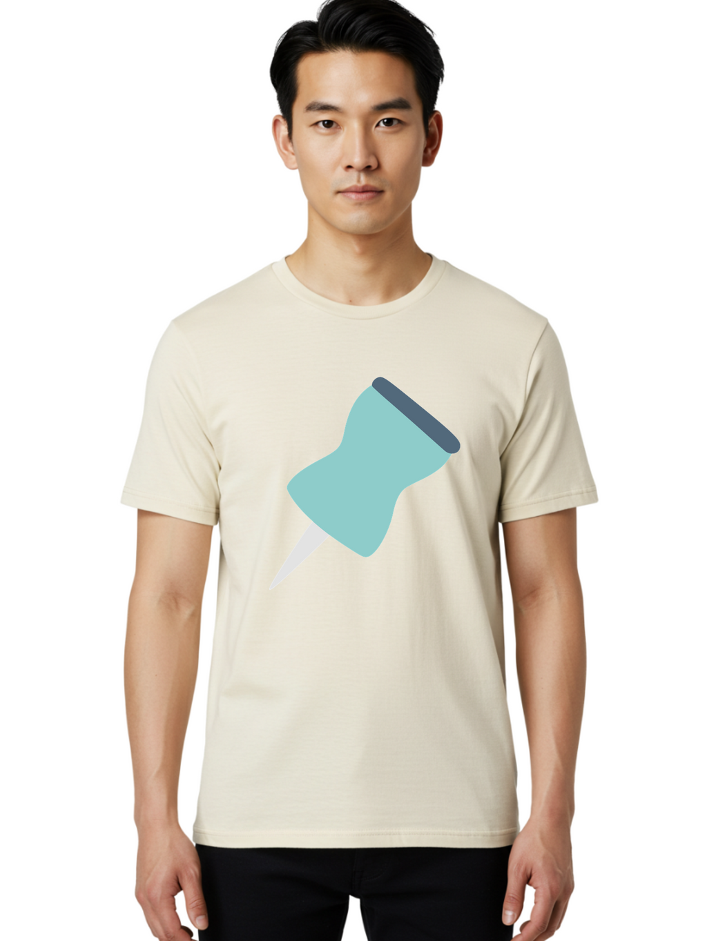 Thumbtack Men'S Graphic Tee, 100% Cotton, Comfortable Casual Summer Wear, Machine Washable, Thumbtack, Office Supplies, Stationary, Office Organization, Desk Accessories, Push Pin, Colorful Design, Modern Illustration Aac128