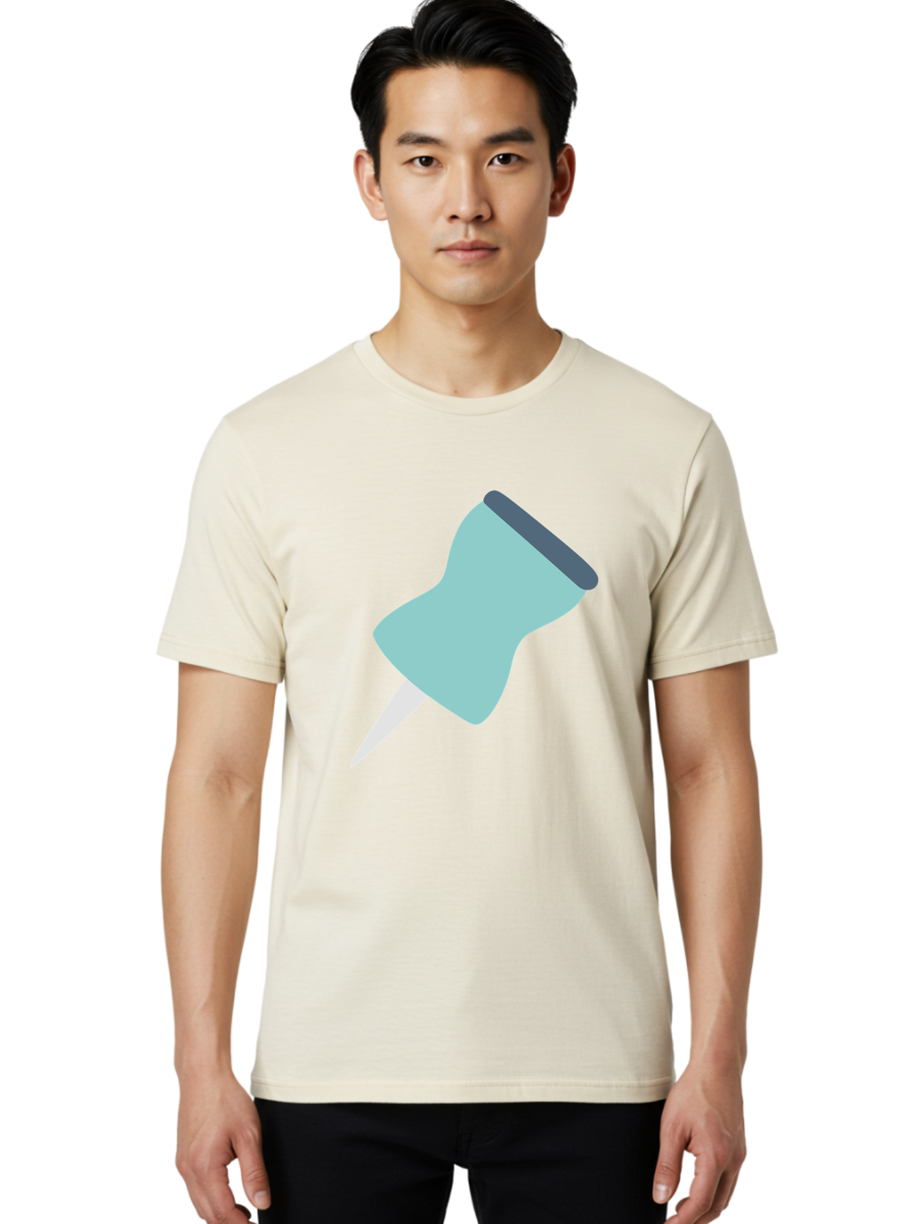 Thumbtack Men'S Graphic Tee, 100% Cotton, Comfortable Casual Summer Wear, Machine Washable, Thumbtack, Office Supplies, Stationary, Office Organization, Desk Accessories, Push Pin, Colorful Design, Modern Illustration Aac128
