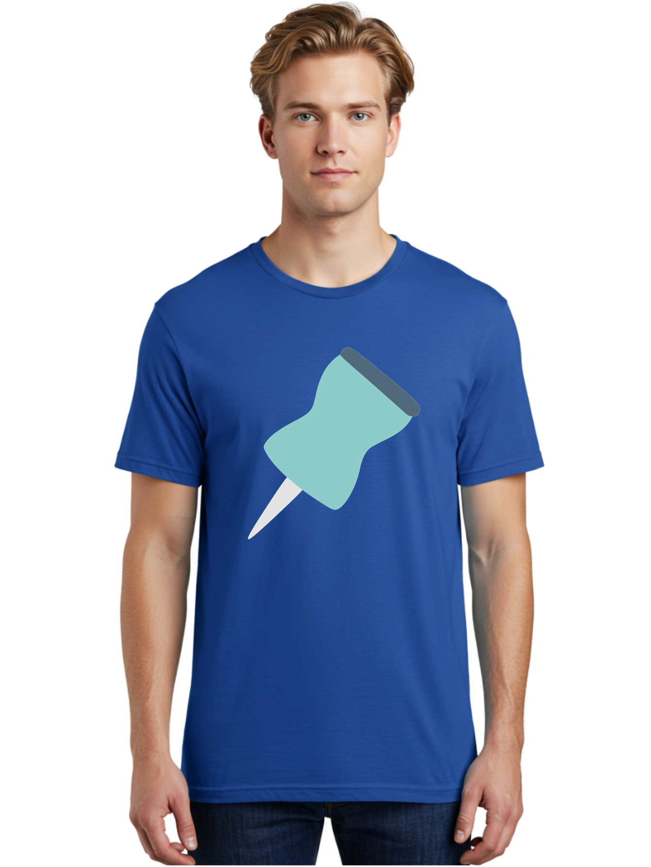 Thumbtack Men'S Graphic Tee, 100% Cotton, Comfortable Casual Summer Wear, Machine Washable, Thumbtack, Office Supplies, Stationary, Office Organization, Desk Accessories, Push Pin, Colorful Design, Modern Illustration Aac128