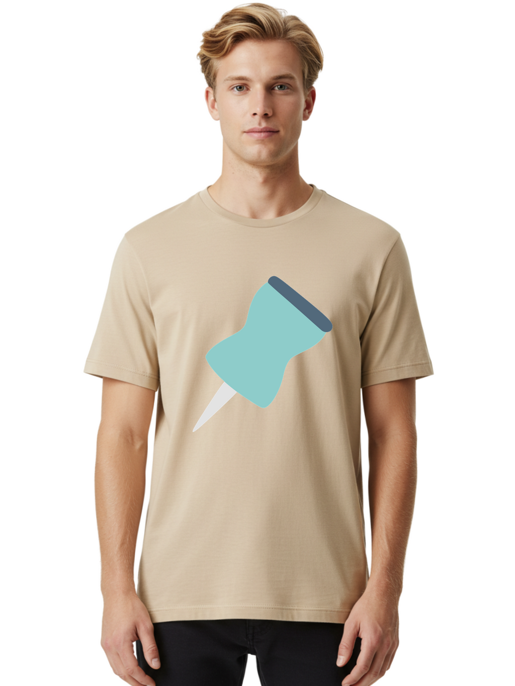 Thumbtack Men'S Graphic Tee, 100% Cotton, Comfortable Casual Summer Wear, Machine Washable, Thumbtack, Office Supplies, Stationary, Office Organization, Desk Accessories, Push Pin, Colorful Design, Modern Illustration Aac128