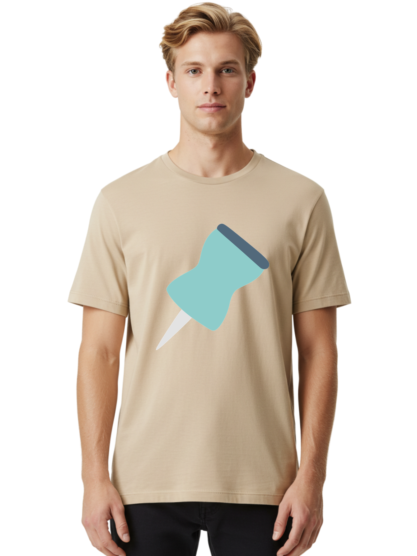 Thumbtack Men'S Graphic Tee, 100% Cotton, Comfortable Casual Summer Wear, Machine Washable, Thumbtack, Office Supplies, Stationary, Office Organization, Desk Accessories, Push Pin, Colorful Design, Modern Illustration Aac128