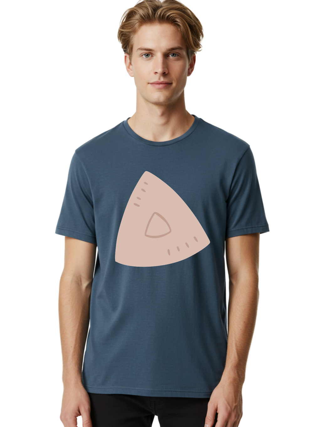 Triangle Men'S Graphic Tee, 100% Cotton, Comfortable Casual Summer Wear, Machine Washable, Tricorn Hat, Pirate Hat, Historical Fashion, 18Th Century Style, Cartoon Illustration, Minimalist Design, Simple Shapes, Muted Colors, Vintage Accessory Aac129