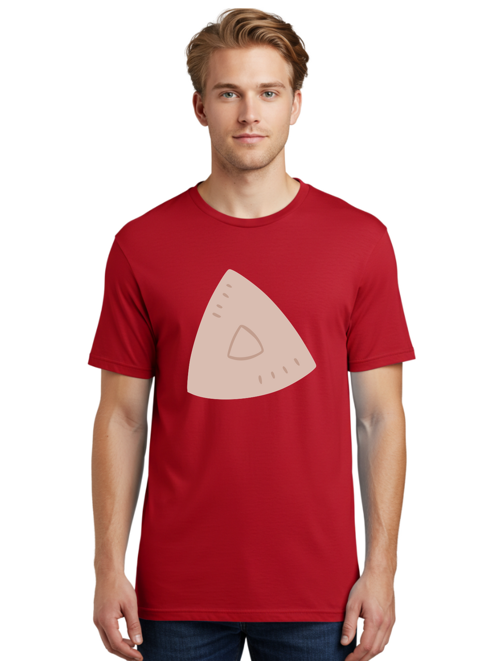 Triangle Men'S Graphic Tee, 100% Cotton, Comfortable Casual Summer Wear, Machine Washable, Tricorn Hat, Pirate Hat, Historical Fashion, 18Th Century Style, Cartoon Illustration, Minimalist Design, Simple Shapes, Muted Colors, Vintage Accessory Aac129