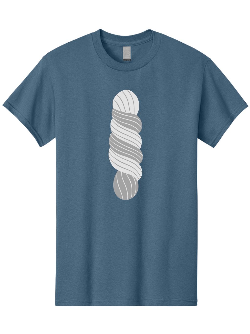 Twisted-Rope Men'S Graphic Tee, 100% Cotton, Comfortable Casual Summer Wear, Machine Washable, Twisted Yarn, Knitting Material, Gray And White Yarn, Crafting Supplies, Textile Art, Creative Hobbies, Diy Projects, Handmade Crafts Aac131