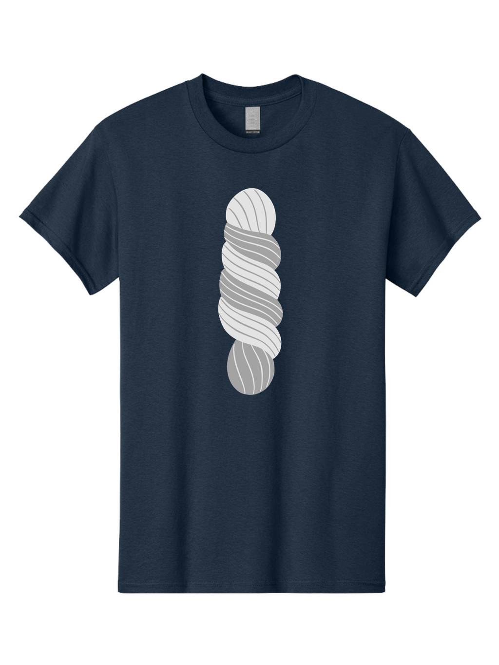Twisted-Rope Men'S Graphic Tee, 100% Cotton, Comfortable Casual Summer Wear, Machine Washable, Twisted Yarn, Knitting Material, Gray And White Yarn, Crafting Supplies, Textile Art, Creative Hobbies, Diy Projects, Handmade Crafts Aac131