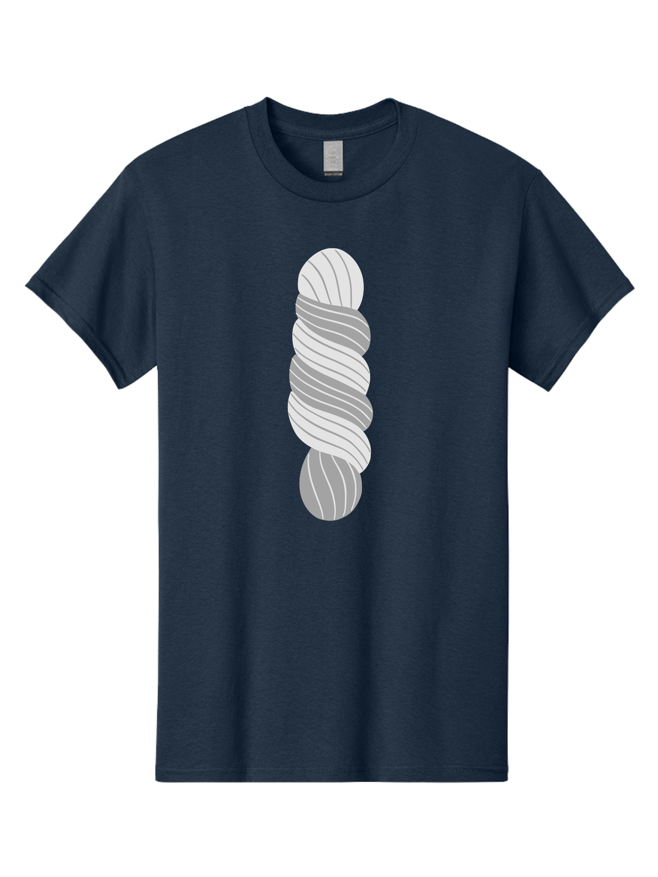 Twisted-Rope Men'S Graphic Tee, 100% Cotton, Comfortable Casual Summer Wear, Machine Washable, Twisted Yarn, Knitting Material, Gray And White Yarn, Crafting Supplies, Textile Art, Creative Hobbies, Diy Projects, Handmade Crafts Aac131