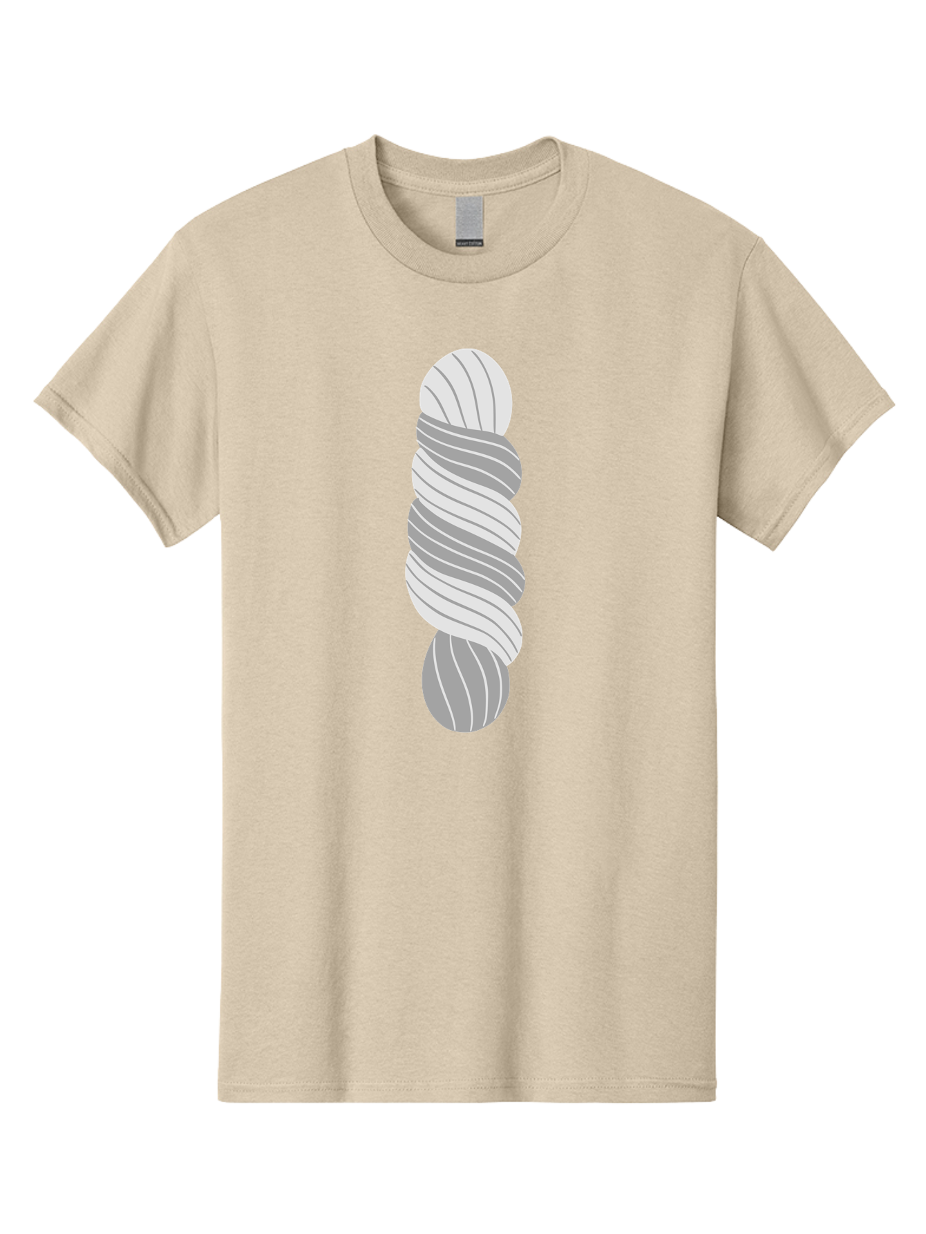 Twisted-Rope Men'S Graphic Tee, 100% Cotton, Comfortable Casual Summer Wear, Machine Washable, Twisted Yarn, Knitting Material, Gray And White Yarn, Crafting Supplies, Textile Art, Creative Hobbies, Diy Projects, Handmade Crafts Aac131
