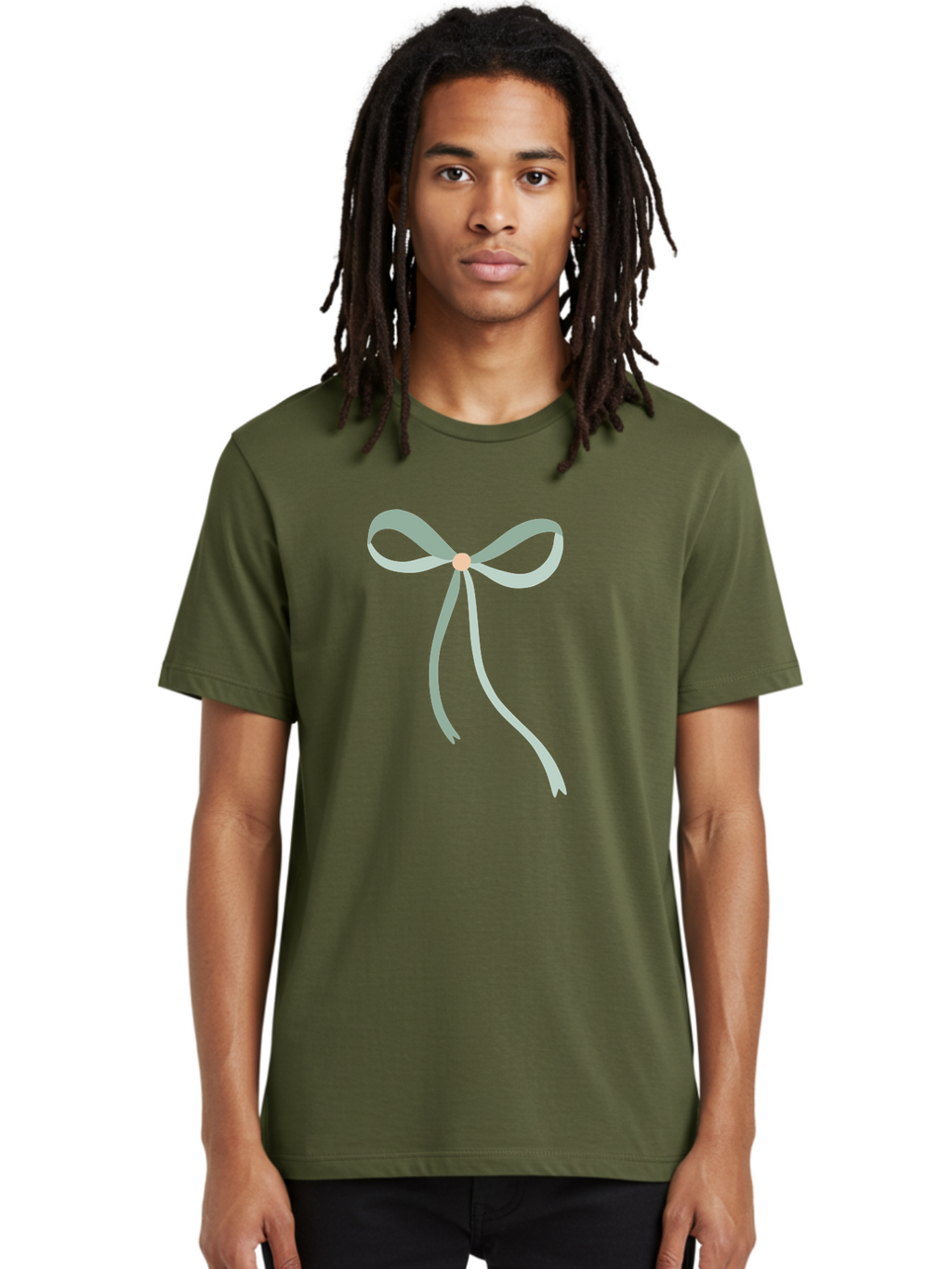White-Bow Men'S Graphic Tee, 100% Cotton, Comfortable Casual Summer Wear, Machine Washable, Grey Ribbon, Bow Decoration, Gift Wrapping, Celebratory Decor, Party Favors, Elegant Design, Soft Pastel, Minimalist Style Aac134