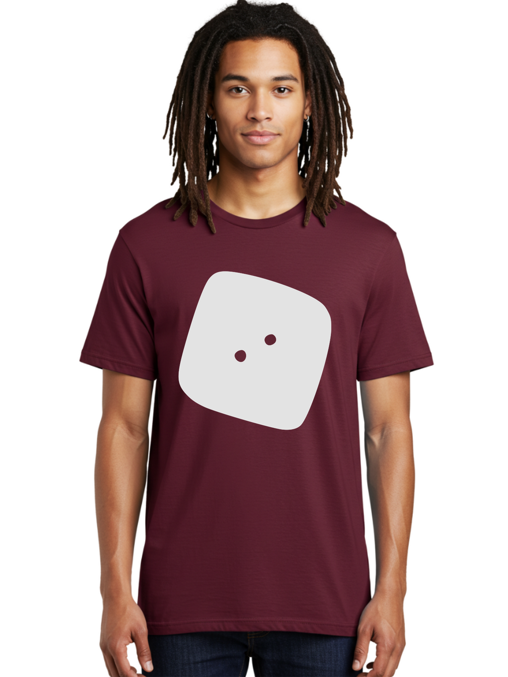 White-Rounded-Square-With-Two-Green-Dots Men'S Graphic Tee, 100% Cotton, Comfortable Casual Summer Wear, Machine Washable, Simple Smiley Face, Minimalist Design, Cute Emoji, Rounded Square Shape, Green Dots, Friendly Expression, Digital Icon, Aac137