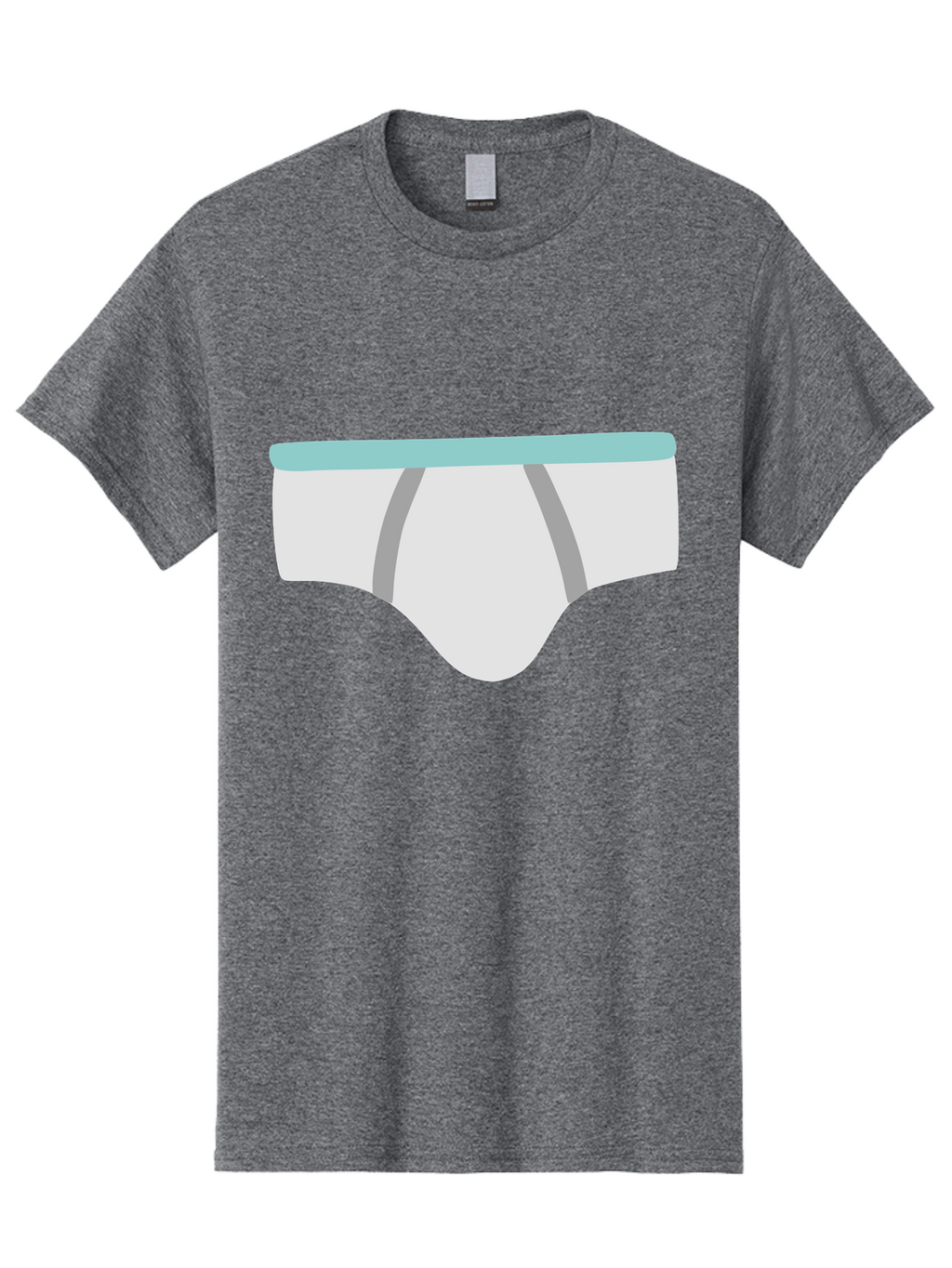 White-Underwear Men'S Graphic Tee, 100% Cotton, Comfortable Casual Summer Wear, Machine Washable, Men'S Briefs, White Underwear, Gray Stripes, Light Blue Waistband, Comfortable Undergarments, Minimalist Design, Simple Illustration Aac138