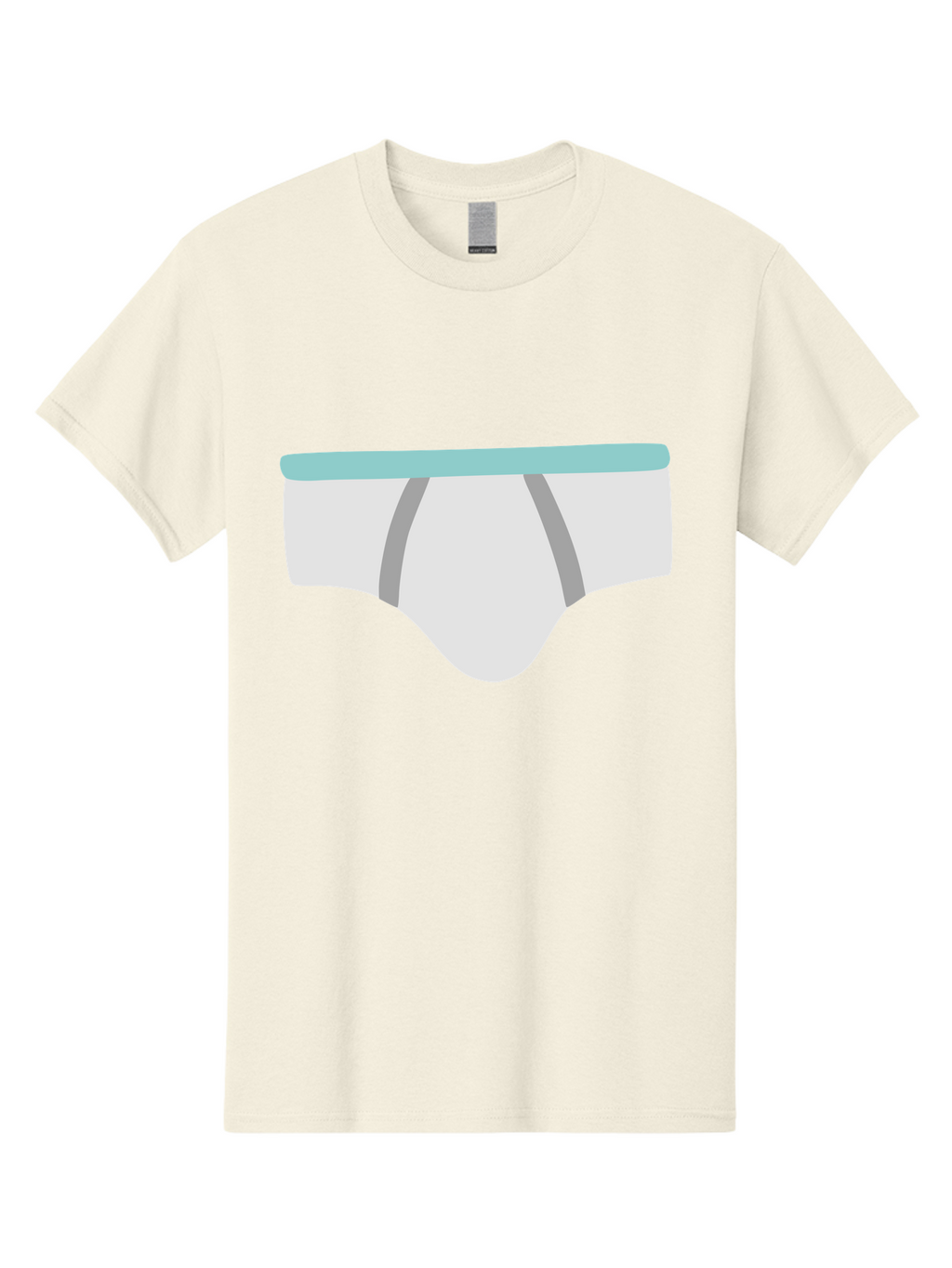 White-Underwear Men'S Graphic Tee, 100% Cotton, Comfortable Casual Summer Wear, Machine Washable, Men'S Briefs, White Underwear, Gray Stripes, Light Blue Waistband, Comfortable Undergarments, Minimalist Design, Simple Illustration Aac138