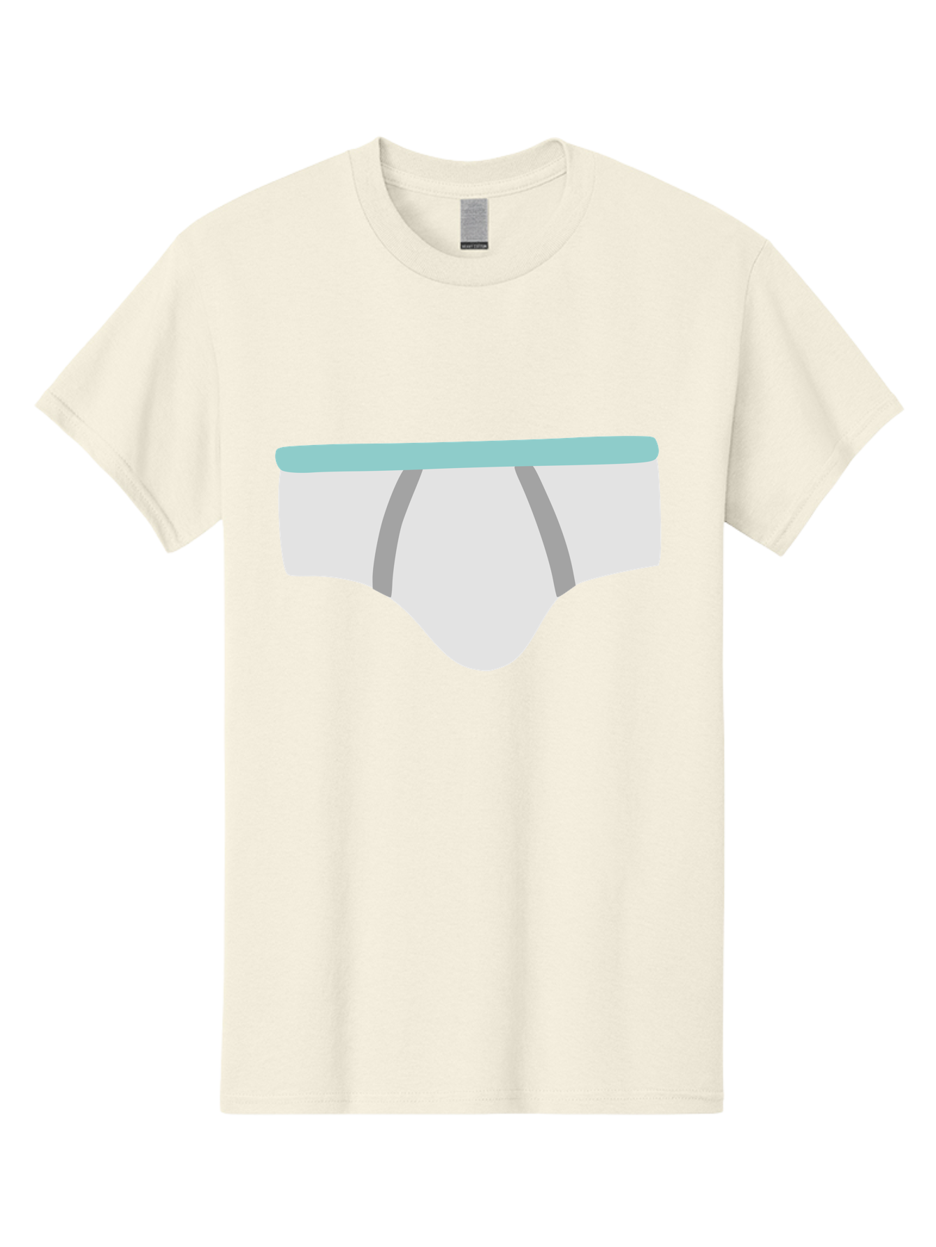 White-Underwear Men'S Graphic Tee, 100% Cotton, Comfortable Casual Summer Wear, Machine Washable, Men'S Briefs, White Underwear, Gray Stripes, Light Blue Waistband, Comfortable Undergarments, Minimalist Design, Simple Illustration Aac138