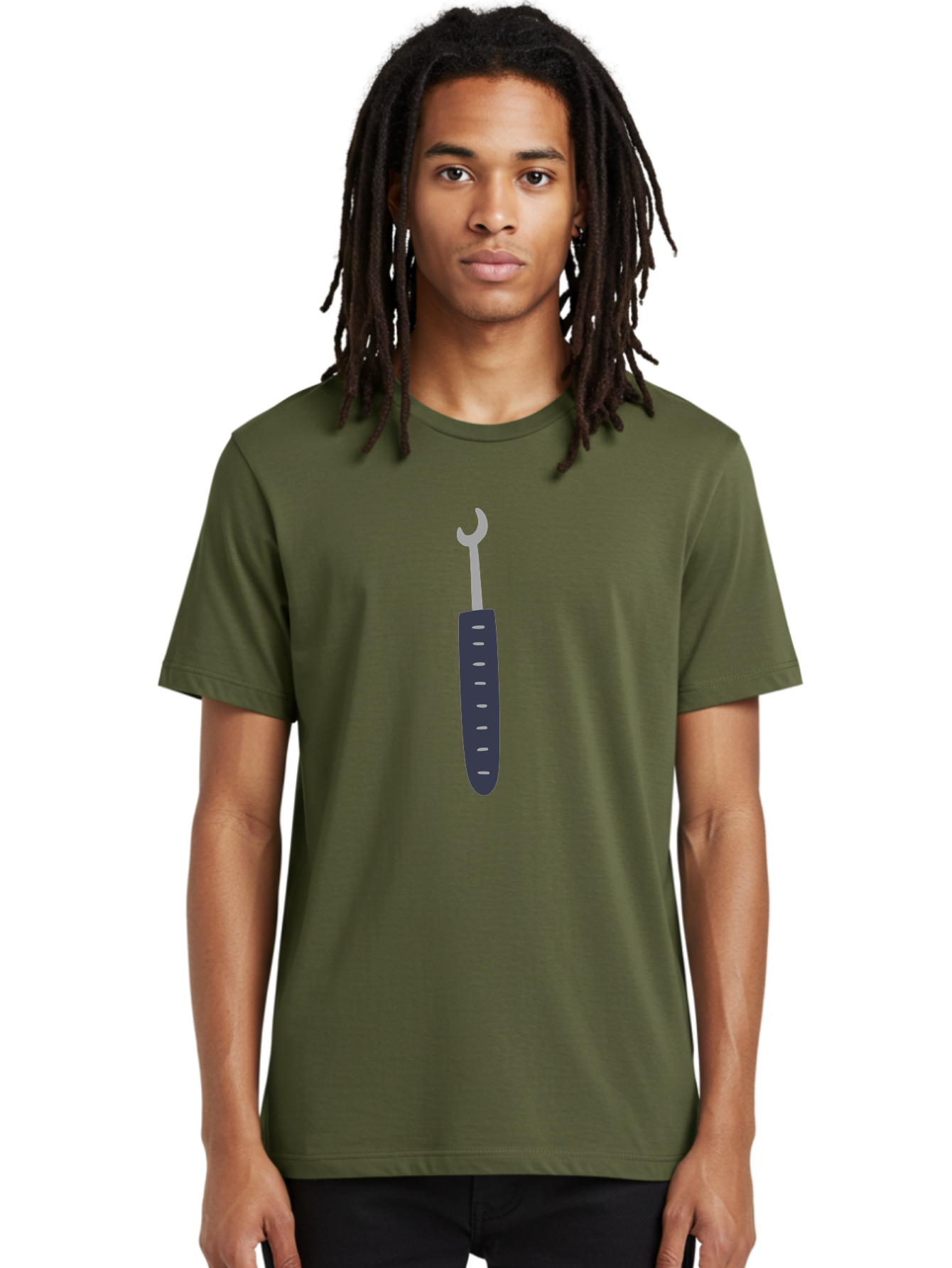 Wrench Men'S Graphic Tee, 100% Cotton, Comfortable Casual Summer Wear, Machine Washable, Adjustable Wrench, Metal Tool, Silver Wrench, Black Handle, Ergonomic Grip, Technical Illustration, Modern Design, Hand Tool Aac140