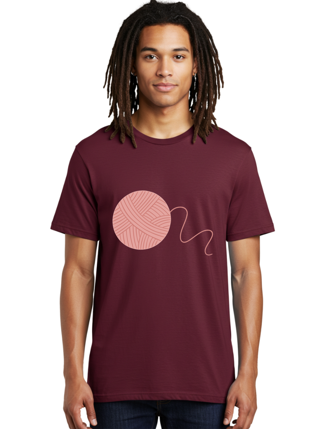 Yarn-Ball Men'S Graphic Tee, 100% Cotton, Comfortable Casual Summer Wear, Machine Washable, Pink Yarn, Ball Of Yarn, Knitting Supplies, Crochet Materials, Crafting Tools, Handmade Hobby, Diy Project, Yarn Thread, Pink Color Aac145