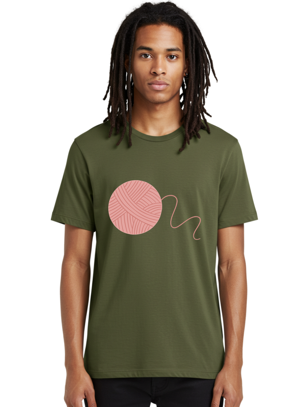 Yarn-Ball Men'S Graphic Tee, 100% Cotton, Comfortable Casual Summer Wear, Machine Washable, Pink Yarn, Ball Of Yarn, Knitting Supplies, Crochet Materials, Crafting Tools, Handmade Hobby, Diy Project, Yarn Thread, Pink Color Aac145