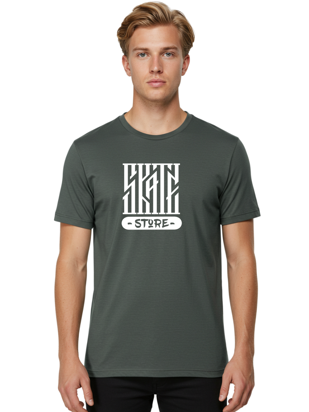 Hyn-Store Men'S Graphic Tee, 100% Cotton, Comfortable Casual Summer Wear, Machine Washable, Stylish Typography, Store Branding, Hyln Store, Modern Logo, Minimalist Design, Retail Identity, Green And White Color Scheme, Fashion Branding Aac150