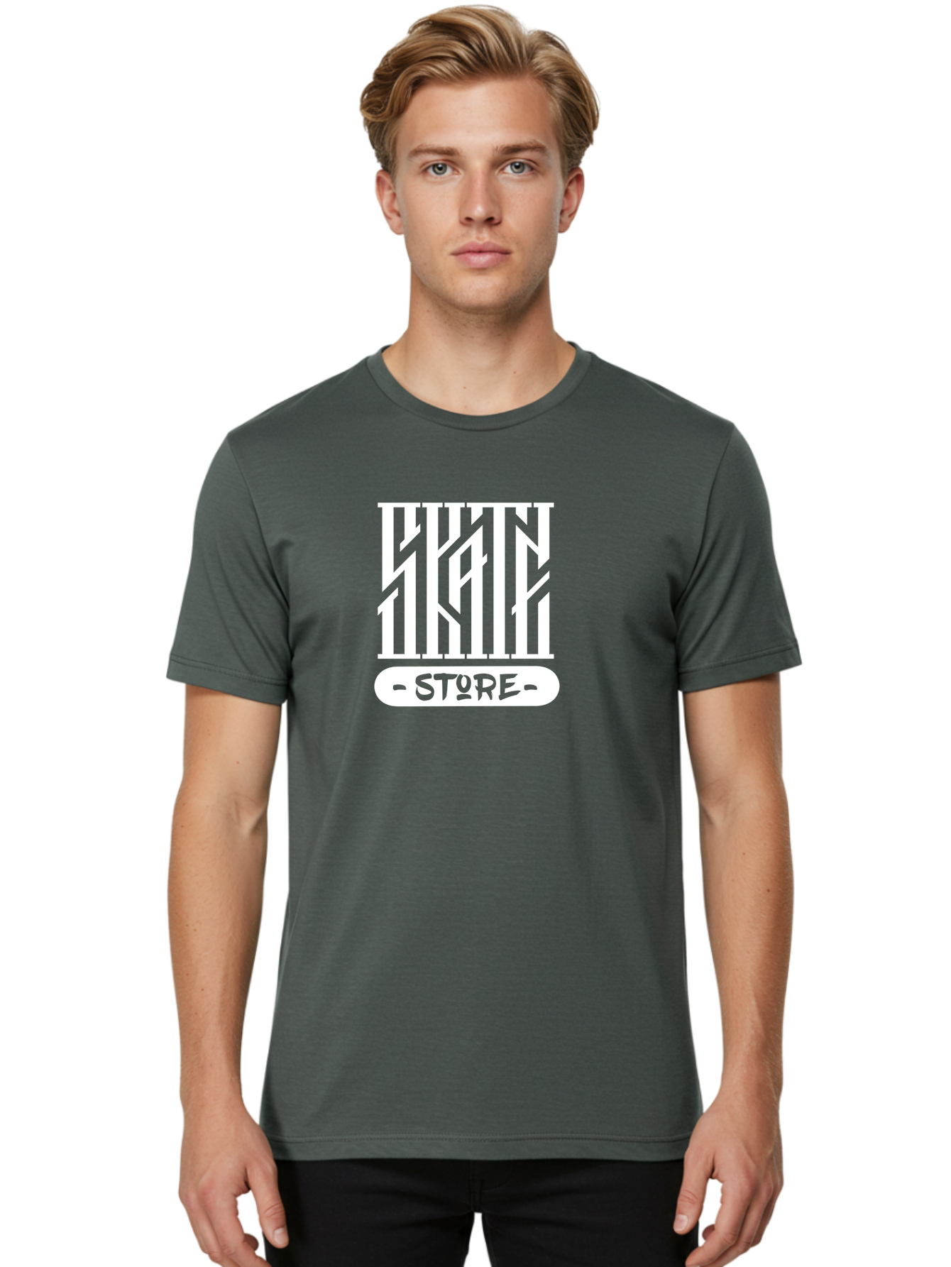 Hyn-Store Men'S Graphic Tee, 100% Cotton, Comfortable Casual Summer Wear, Machine Washable, Stylish Typography, Store Branding, Hyln Store, Modern Logo, Minimalist Design, Retail Identity, Green And White Color Scheme, Fashion Branding Aac150