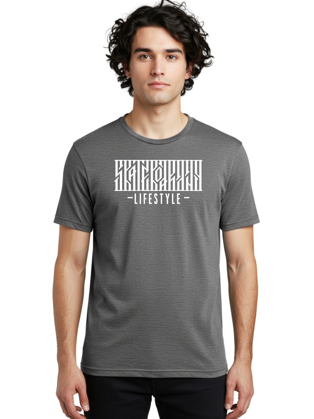 Lifestyle-1 Men'S Graphic Tee, 100% Cotton, Comfortable Casual Summer Wear, Machine Washable, Lifestyle Branding, White Typography, Modern Design, Geometric Patterns, Fashion Statement, Urban Style, Chic Aesthetics Aac151
