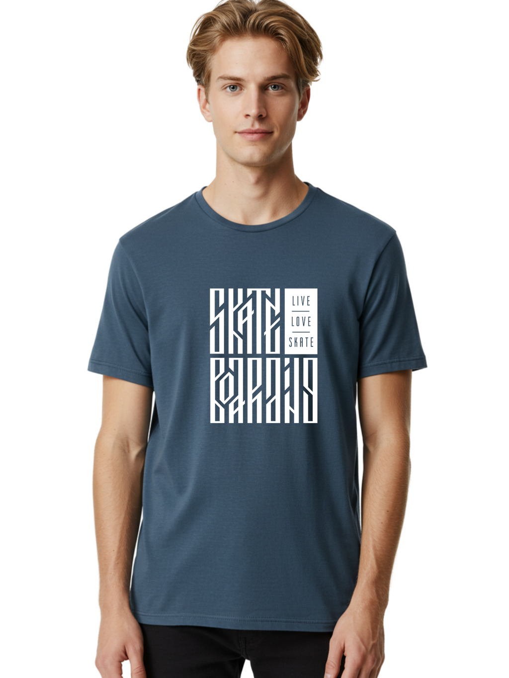 Live-Love-Skate-1 Men'S Graphic Tee, 100% Cotton, Comfortable Casual Summer Wear, Machine Washable, Skateboarding Culture, Action Sports, Extreme Sports, Skate Lifestyle, Streetwear Fashion, Urban Style, Skateboard Graphics, Skateboard Art Aac153