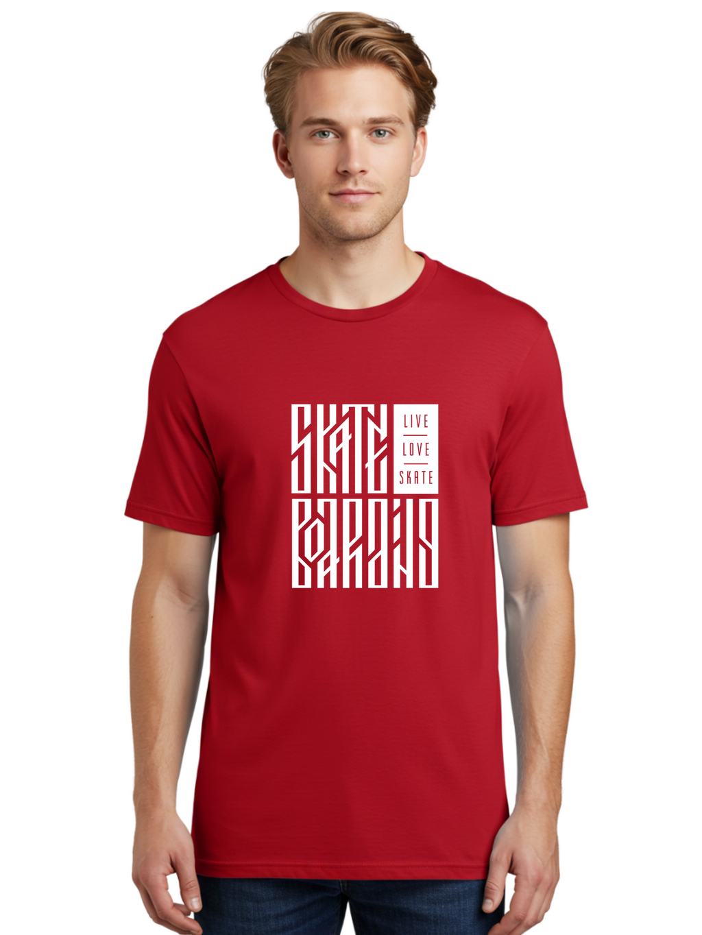 Live-Love-Skate-1 Men'S Graphic Tee, 100% Cotton, Comfortable Casual Summer Wear, Machine Washable, Skateboarding Culture, Action Sports, Extreme Sports, Skate Lifestyle, Streetwear Fashion, Urban Style, Skateboard Graphics, Skateboard Art Aac153