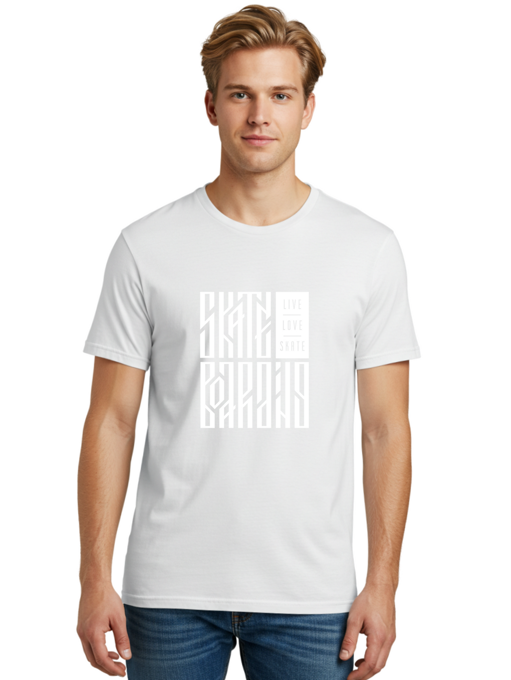 Live-Love-Skate-1 Men'S Graphic Tee, 100% Cotton, Comfortable Casual Summer Wear, Machine Washable, Skateboarding Culture, Action Sports, Extreme Sports, Skate Lifestyle, Streetwear Fashion, Urban Style, Skateboard Graphics, Skateboard Art Aac153
