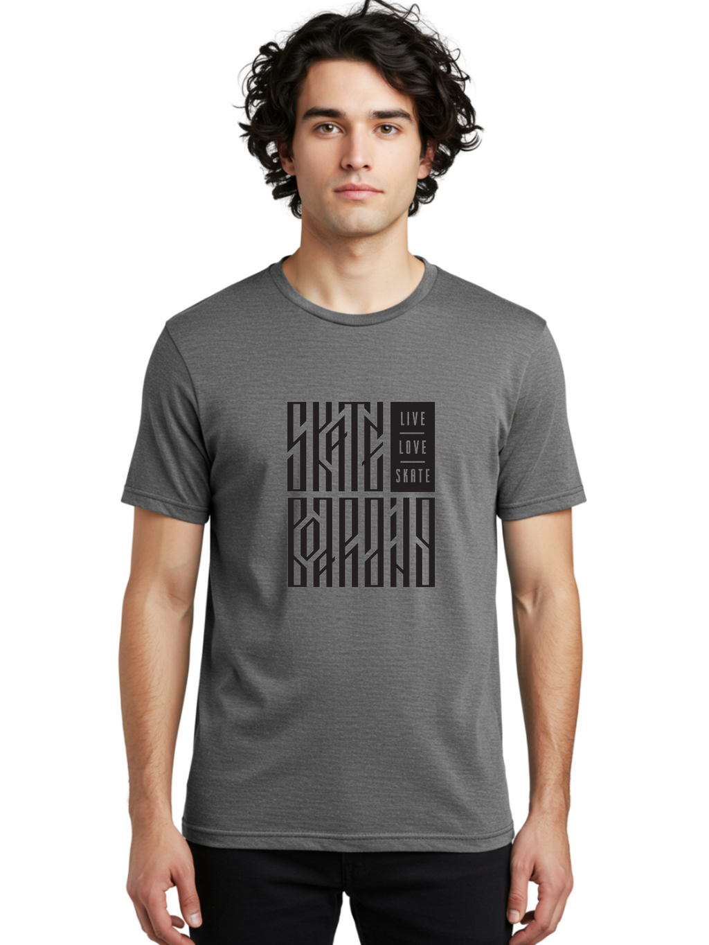 Live-Love-Skate Men'S Graphic Tee, 100% Cotton, Comfortable Casual Summer Wear, Machine Washable, Street Art Style, Skate Culture, Bold Typography, Urban Lifestyle, Action Sports, Graffiti-Inspired Design, Skateboarding Community Aac154