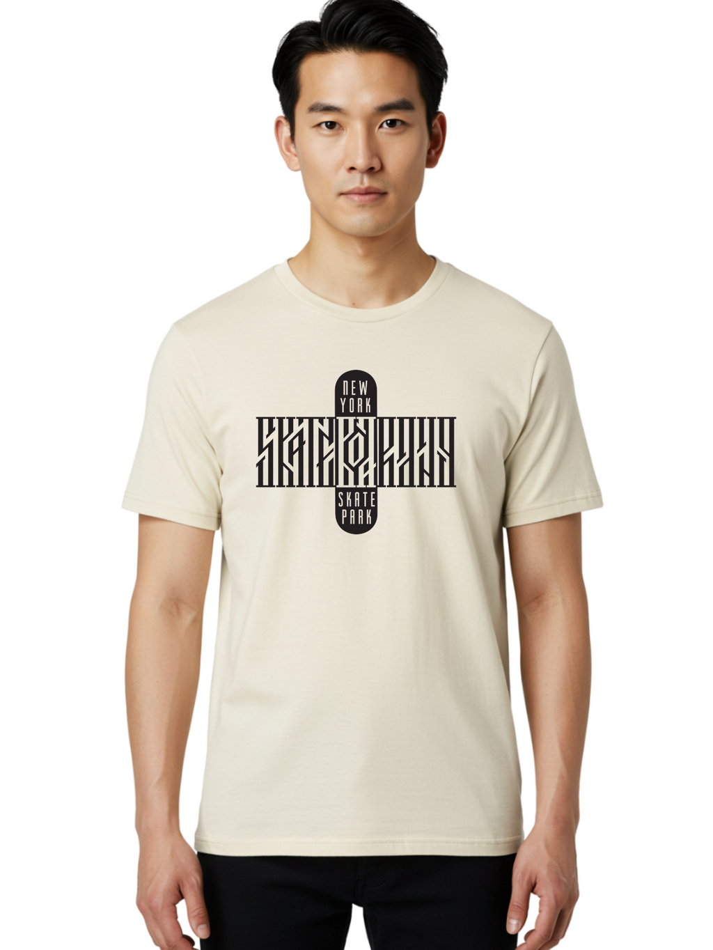 New-York-Skate-Park-1 Men'S Graphic Tee, 100% Cotton, Comfortable Casual Summer Wear, Machine Washable, Skateboard Logo, Skate Park Design, New York Skate Culture, Streetwear Graphics, Skateboarding Lifestyle, Graphic Design Elements, Aac158