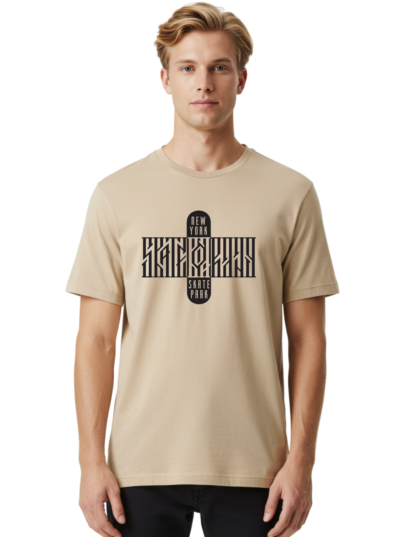 New-York-Skate-Park-1 Men'S Graphic Tee, 100% Cotton, Comfortable Casual Summer Wear, Machine Washable, Skateboard Logo, Skate Park Design, New York Skate Culture, Streetwear Graphics, Skateboarding Lifestyle, Graphic Design Elements, Aac158