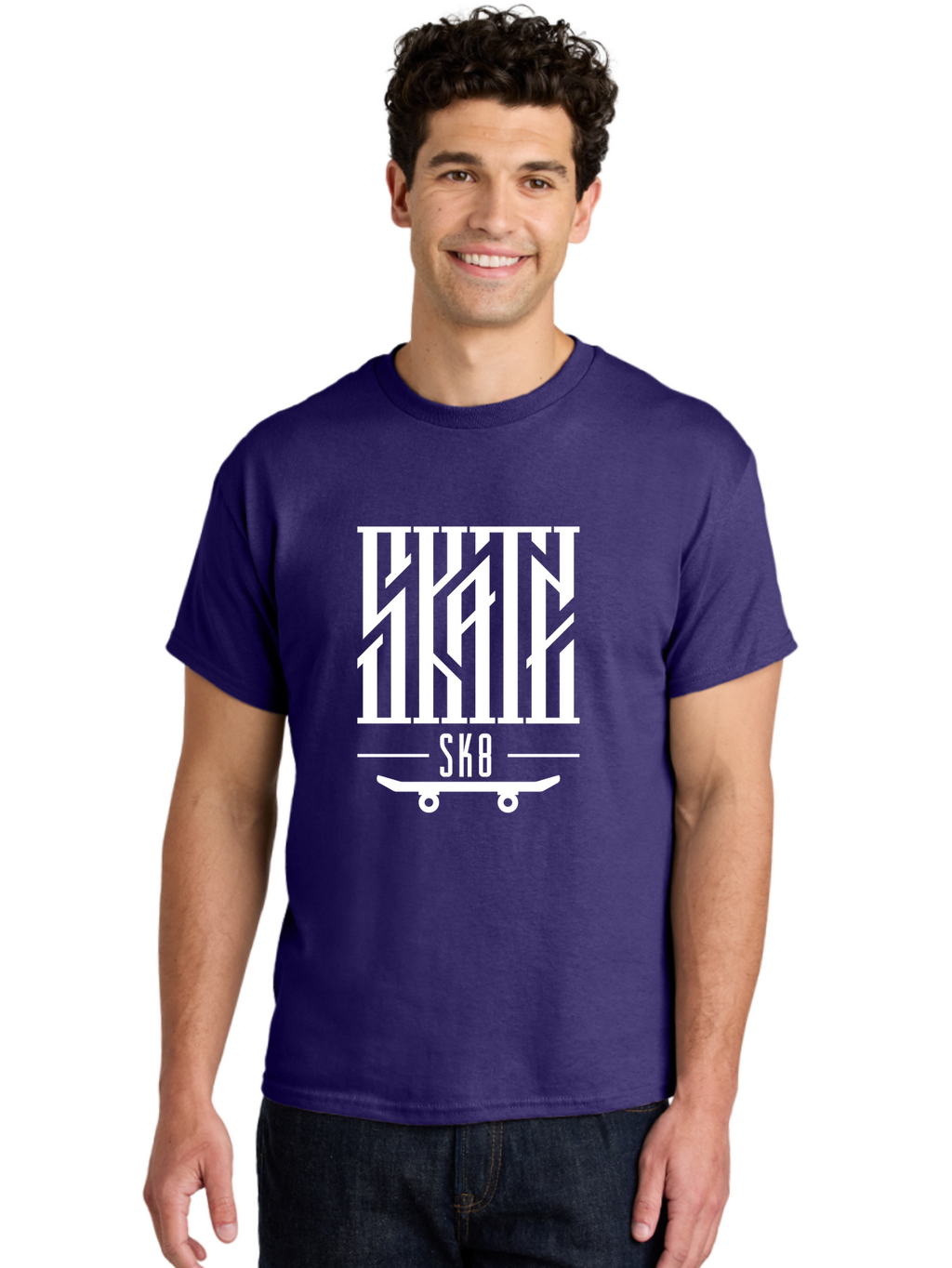 Sk8-1 Men'S Graphic Tee, 100% Cotton, Comfortable Casual Summer Wear, Machine Washable, Stylish Typography, Skateboard Culture, Sk8 Logo, White Graphics, Skateboarding Lifestyle, Streetwear Fashion, Graphic Design Aac160