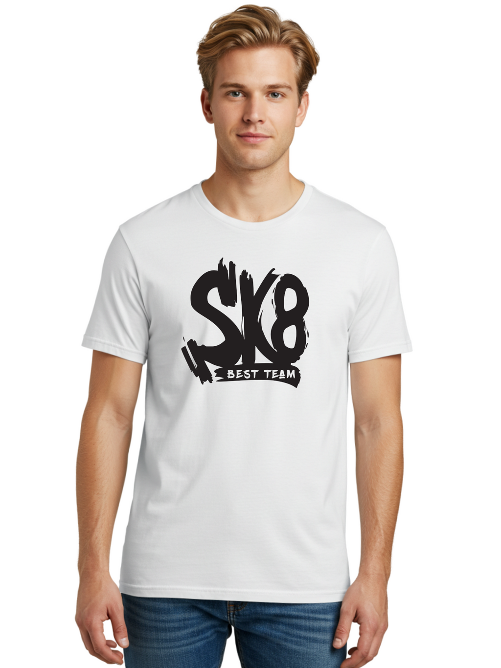 Sk8-Best-Team-1 Men'S Graphic Tee, 100% Cotton, Comfortable Casual Summer Wear, Machine Washable, Sk8 Best Team, Skate Team Logo, Skateboarding Graphics, Team Branding, Urban Sports, Action Sports, Skate Culture, Team Identity Aac163