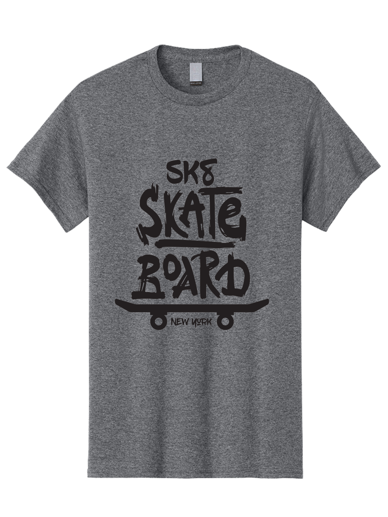 Sk8-Skate-Board-New-York Men'S Graphic Tee, 100% Cotton, Comfortable Casual Summer Wear, Machine Washable, Skateboard Culture, Street Skateboarding, New York Skate Scene, Skateboard Graphics, Urban Sports, Action Sports, Skateboard Art, Aac165