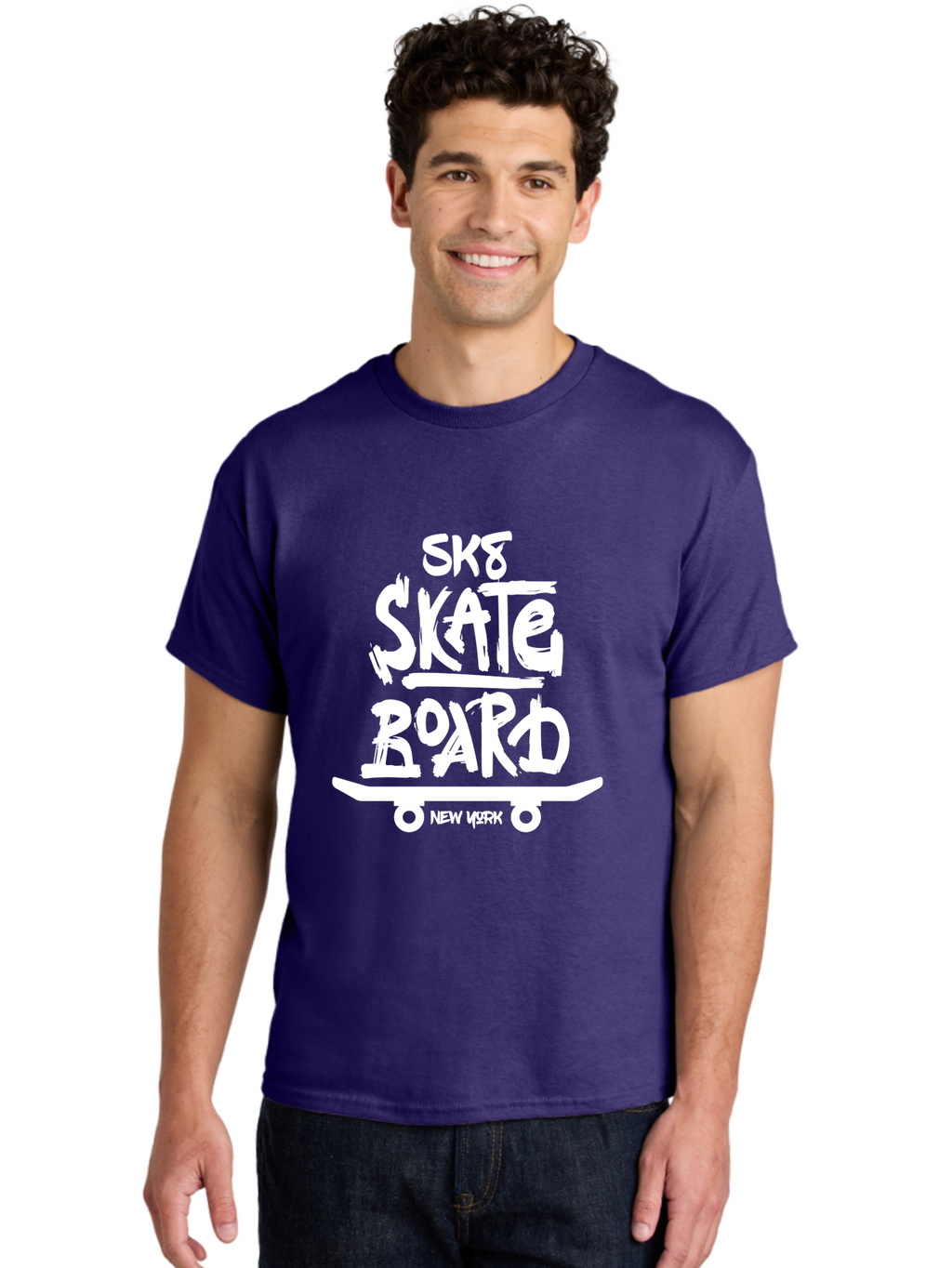 Sk8-Skate-Board Men'S Graphic Tee, 100% Cotton, Comfortable Casual Summer Wear, Machine Washable, Skateboarding Culture, Streetwear Fashion, New York, Urban Lifestyle, Skateboard Graphics, Skate Tricks Aac166
