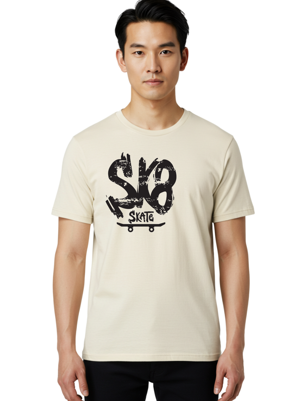 Sk8 Men'S Graphic Tee, 100% Cotton, Comfortable Casual Summer Wear, Machine Washable, Skateboarding Logo, Graffiti Style, Urban Culture, Street Art, Skateboard Graphics, Extreme Sports, Youth Culture, Edgy Design Aac167
