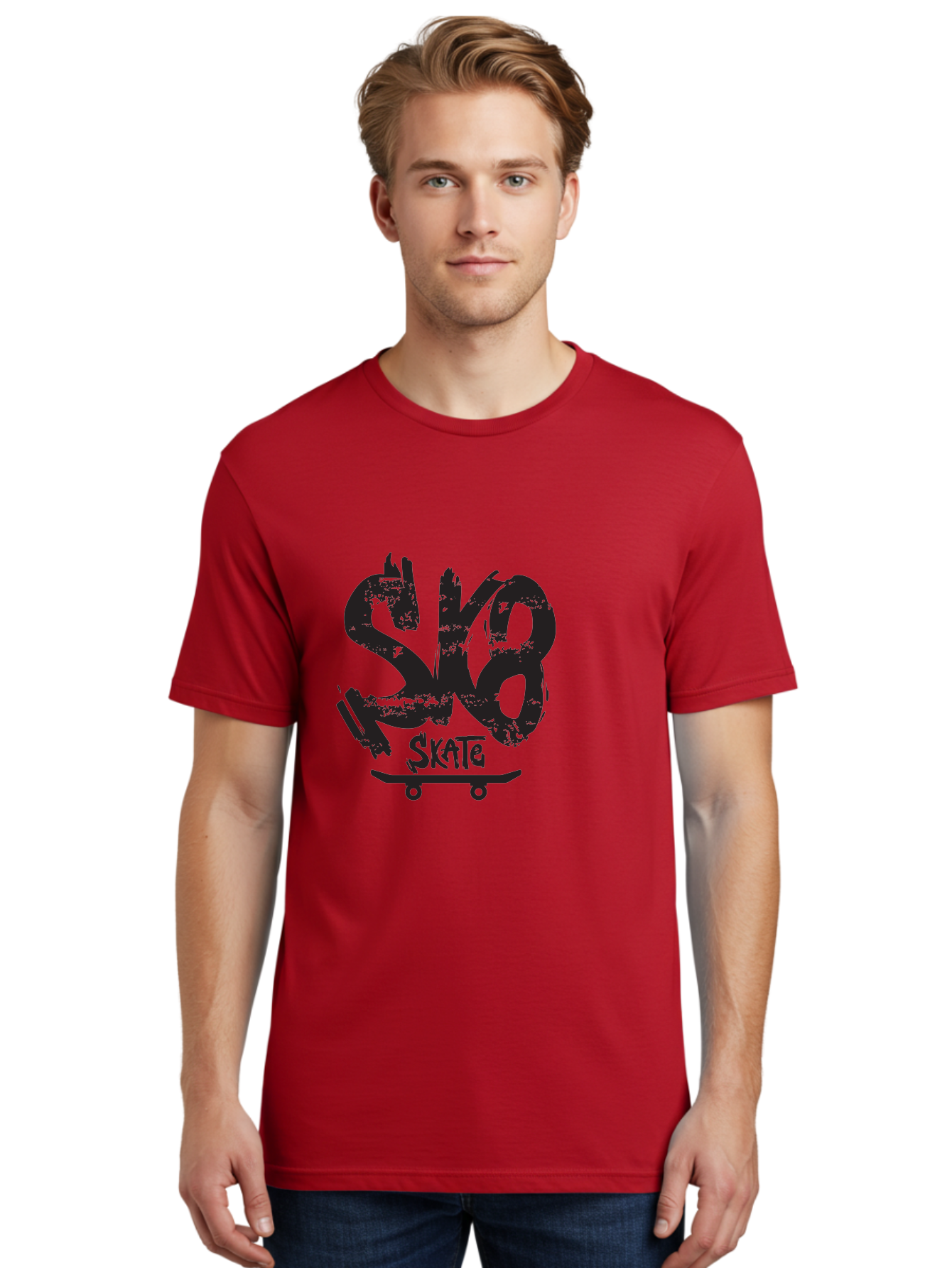 Sk8 Men'S Graphic Tee, 100% Cotton, Comfortable Casual Summer Wear, Machine Washable, Skateboarding Logo, Graffiti Style, Urban Culture, Street Art, Skateboard Graphics, Extreme Sports, Youth Culture, Edgy Design Aac167