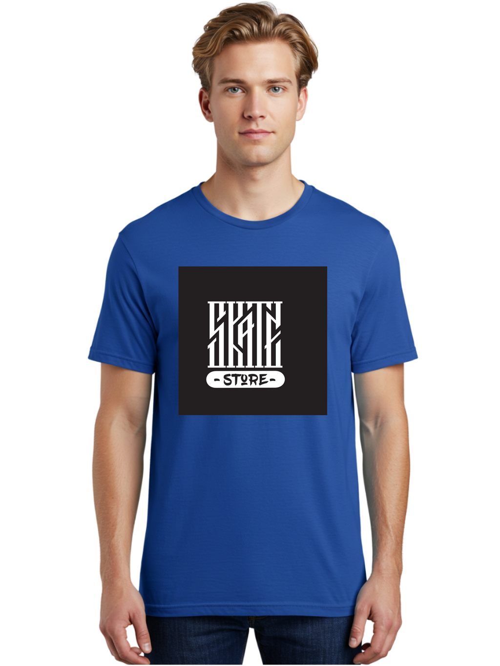 Skate-Store Men'S Graphic Tee, 100% Cotton, Comfortable Casual Summer Wear, Machine Washable, Storefront Branding, Streetwear Apparel, Skat Store, Urban Fashion, Modern Typography, Contemporary Design, Black And White Aesthetic Aac171