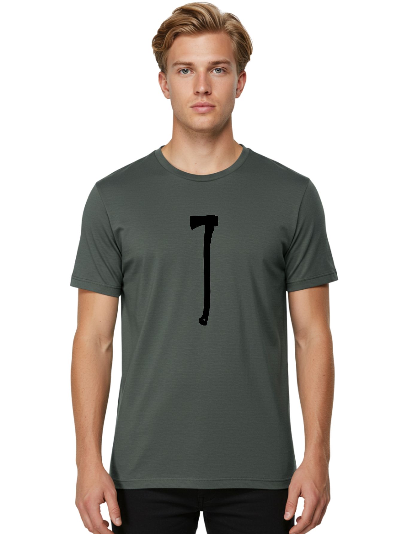 Axe Men'S Graphic Tee, 100% Cotton, Comfortable Casual Summer Wear, Machine Washable, Axe Silhouette, Black Axe, Hatchet Symbol, Lumberjack Tool, Chopping Axe, Camping Gear, Outdoor Equipment, Wilderness Survival Aac176
