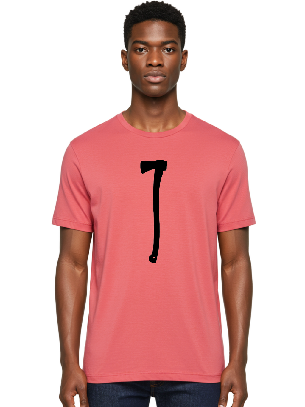 Axe Men'S Graphic Tee, 100% Cotton, Comfortable Casual Summer Wear, Machine Washable, Axe Silhouette, Black Axe, Hatchet Symbol, Lumberjack Tool, Chopping Axe, Camping Gear, Outdoor Equipment, Wilderness Survival Aac176