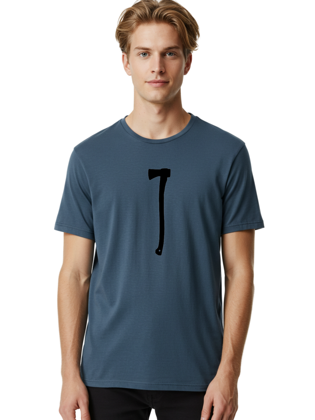 Axe Men'S Graphic Tee, 100% Cotton, Comfortable Casual Summer Wear, Machine Washable, Axe Silhouette, Black Axe, Hatchet Symbol, Lumberjack Tool, Chopping Axe, Camping Gear, Outdoor Equipment, Wilderness Survival Aac176