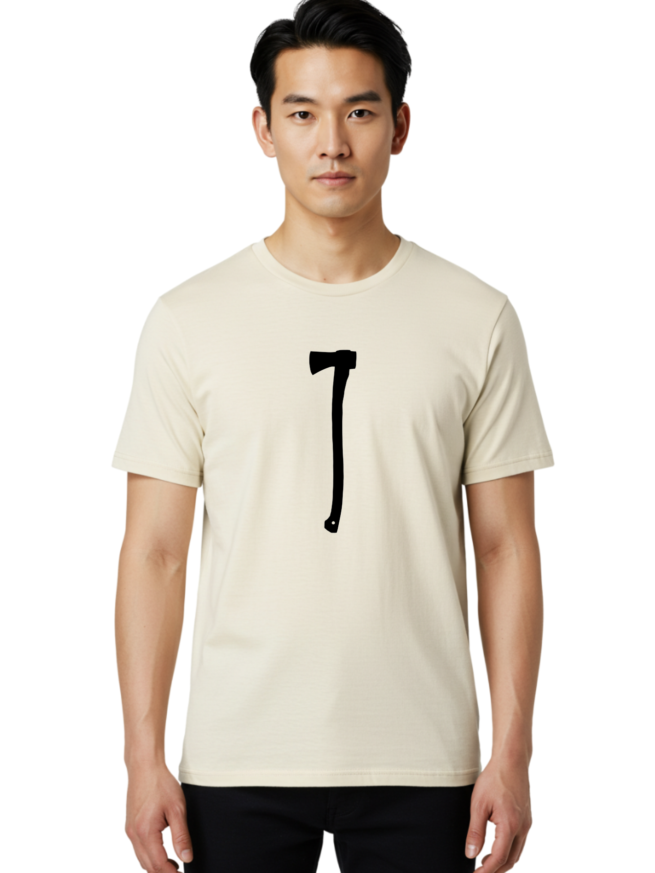 Axe Men'S Graphic Tee, 100% Cotton, Comfortable Casual Summer Wear, Machine Washable, Axe Silhouette, Black Axe, Hatchet Symbol, Lumberjack Tool, Chopping Axe, Camping Gear, Outdoor Equipment, Wilderness Survival Aac176