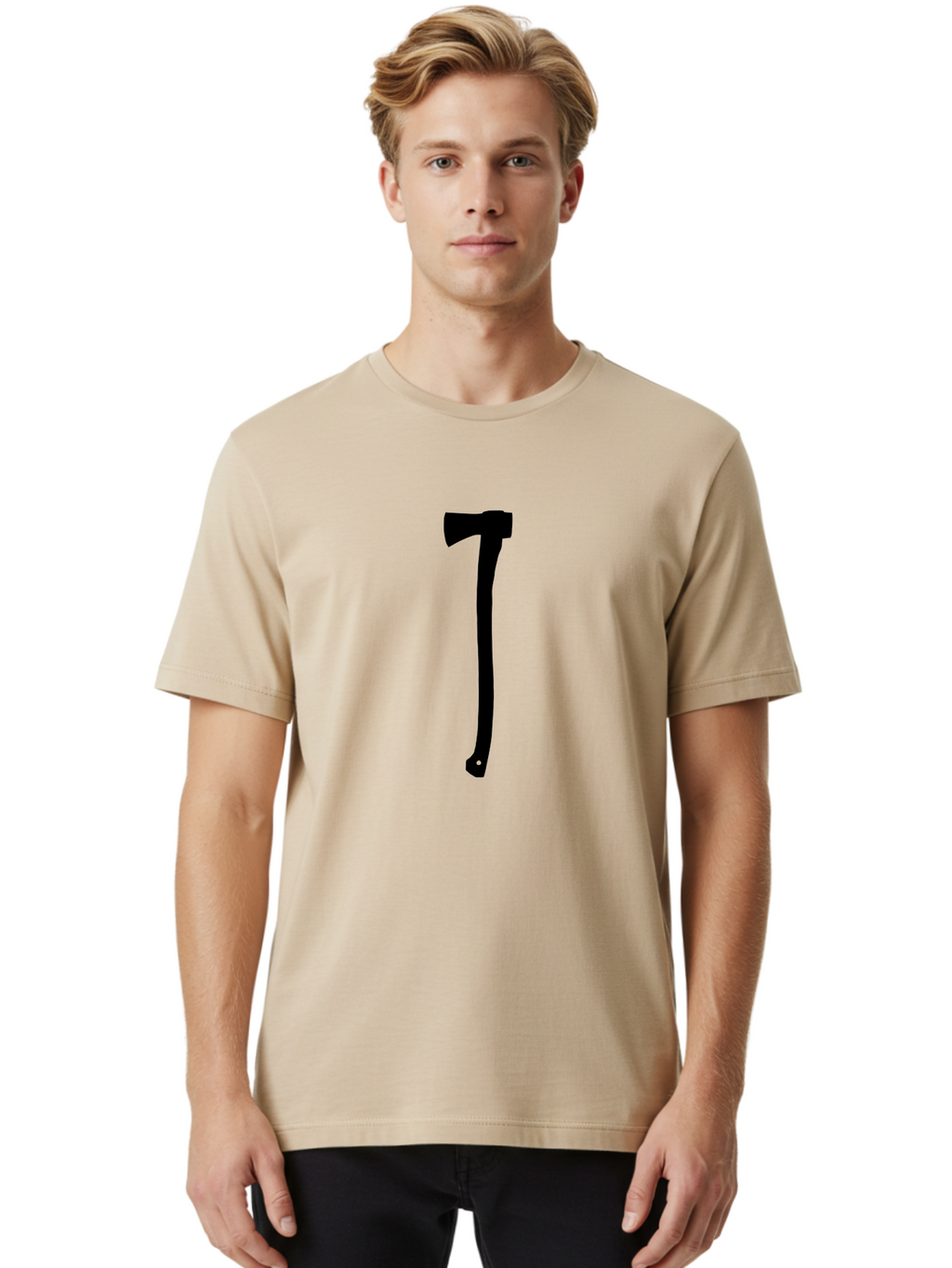 Axe Men'S Graphic Tee, 100% Cotton, Comfortable Casual Summer Wear, Machine Washable, Axe Silhouette, Black Axe, Hatchet Symbol, Lumberjack Tool, Chopping Axe, Camping Gear, Outdoor Equipment, Wilderness Survival Aac176