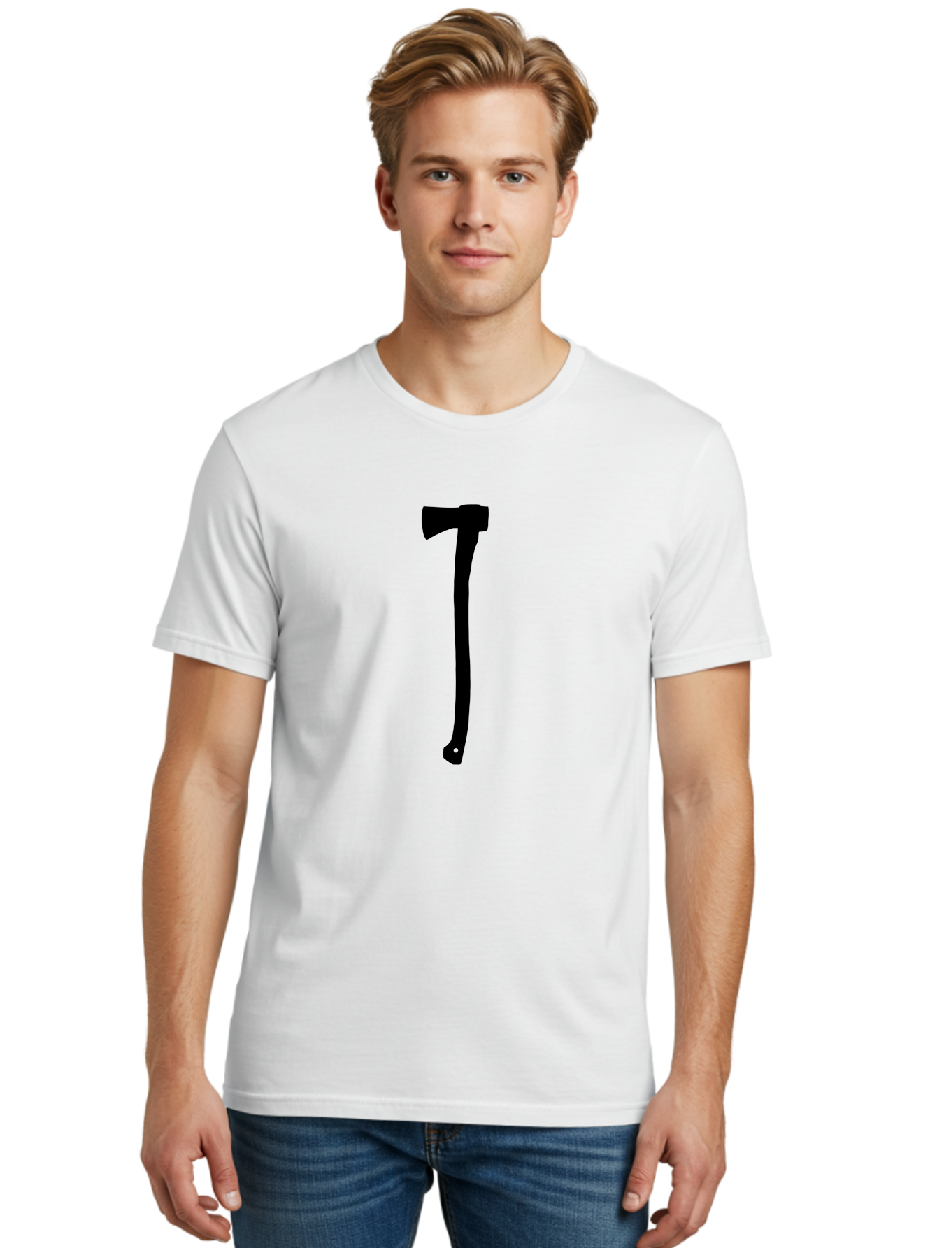 Axe Men'S Graphic Tee, 100% Cotton, Comfortable Casual Summer Wear, Machine Washable, Axe Silhouette, Black Axe, Hatchet Symbol, Lumberjack Tool, Chopping Axe, Camping Gear, Outdoor Equipment, Wilderness Survival Aac176