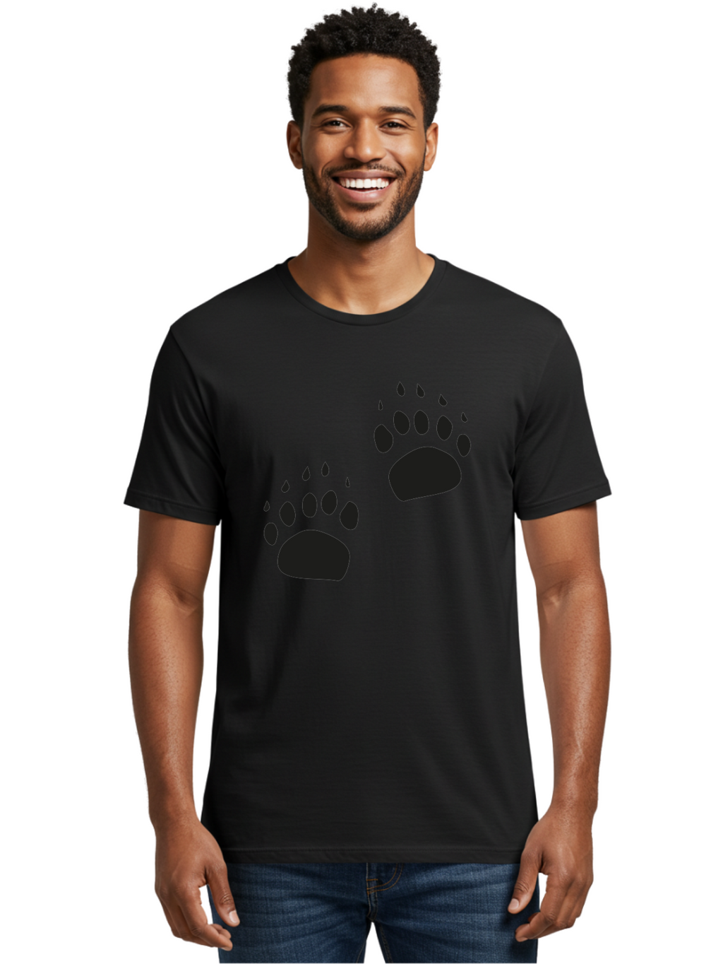 Bear-Footprints Men'S Graphic Tee, 100% Cotton, Comfortable Casual Summer Wear, Machine Washable, Bear Footprints, Wildlife Tracking, Animal Silhouettes, Forest Creatures, Wild Animal Signs, Footprints In The Wild, Wildlife Exploration Aac178
