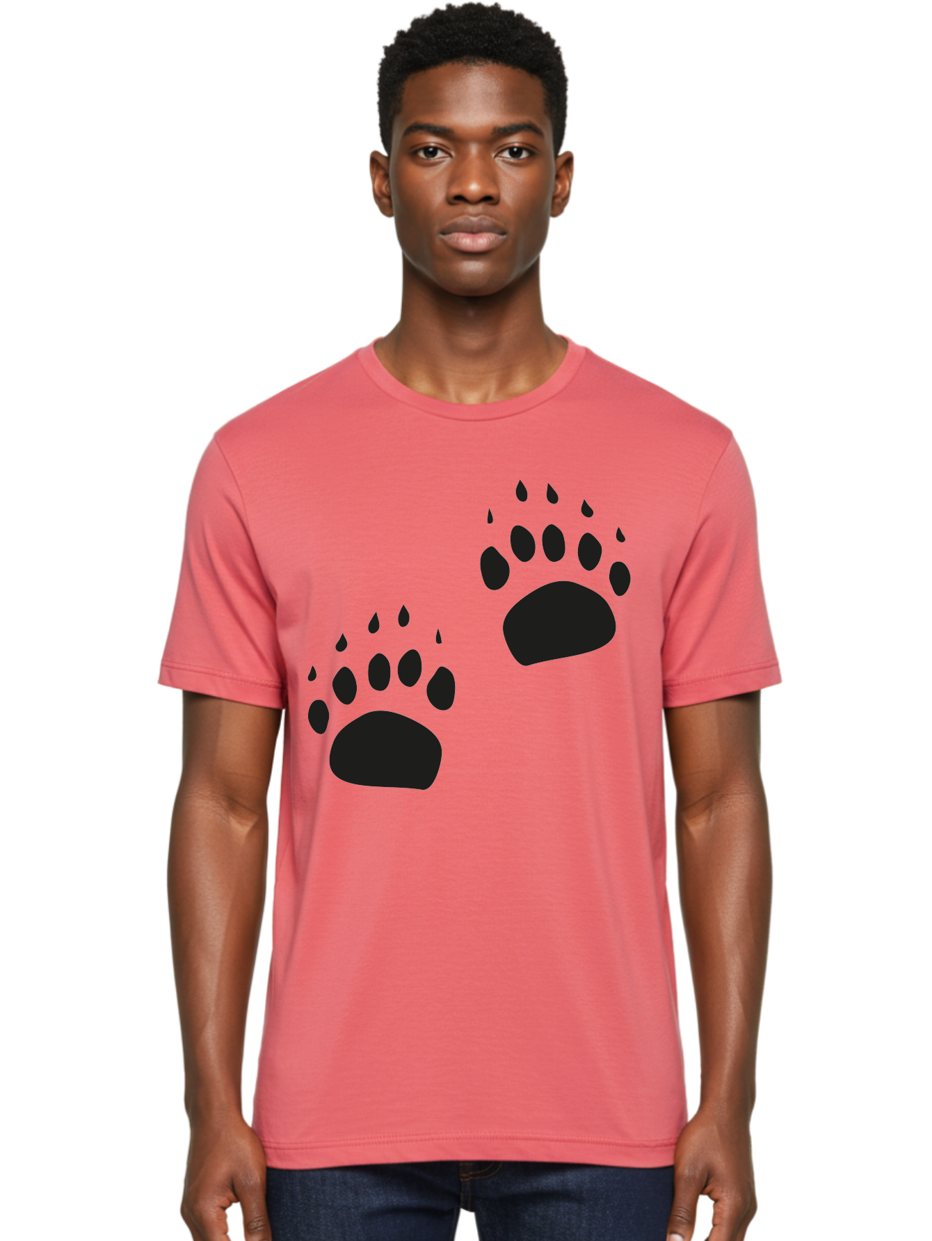 Bear-Footprints Men'S Graphic Tee, 100% Cotton, Comfortable Casual Summer Wear, Machine Washable, Bear Footprints, Wildlife Tracking, Animal Silhouettes, Forest Creatures, Wild Animal Signs, Footprints In The Wild, Wildlife Exploration Aac178
