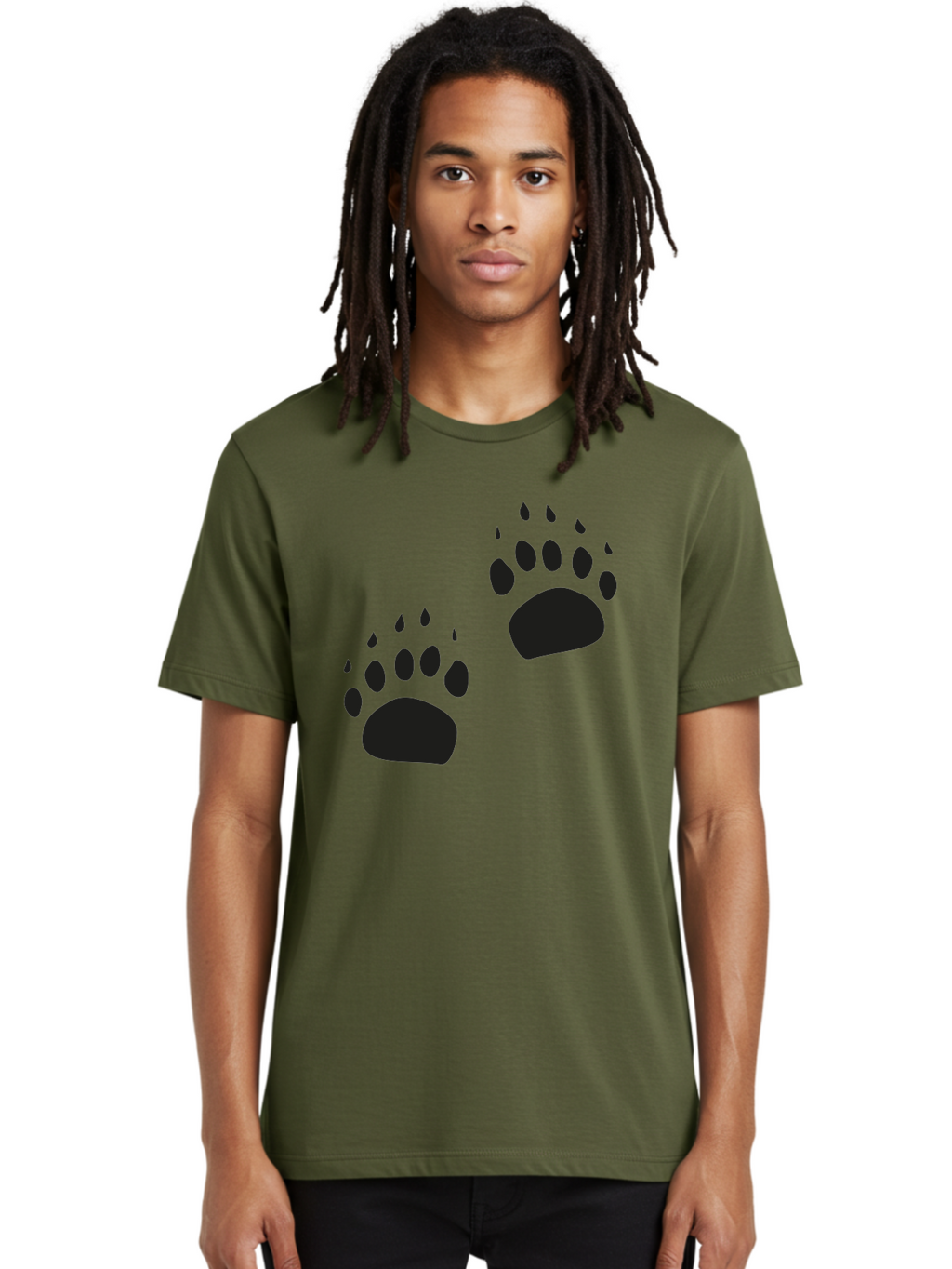 Bear-Footprints Men'S Graphic Tee, 100% Cotton, Comfortable Casual Summer Wear, Machine Washable, Bear Footprints, Wildlife Tracking, Animal Silhouettes, Forest Creatures, Wild Animal Signs, Footprints In The Wild, Wildlife Exploration Aac178